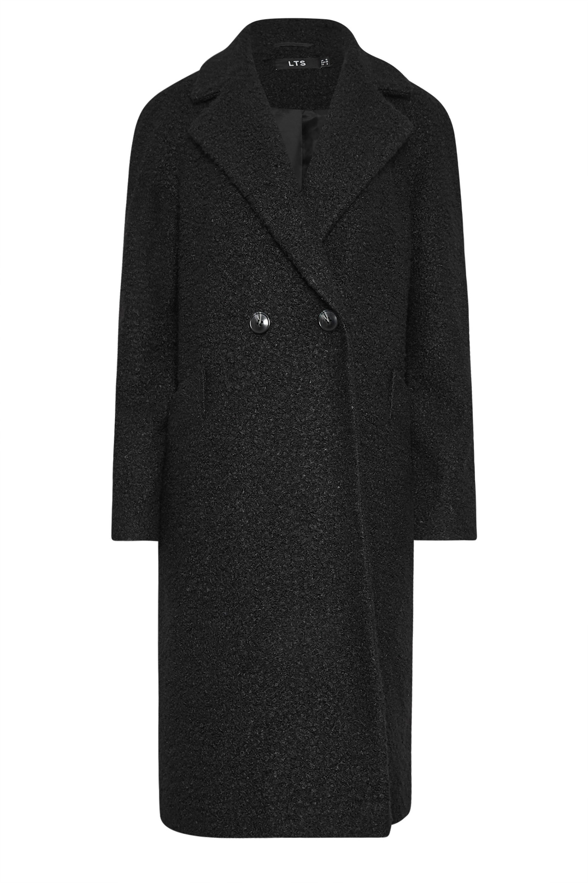 LTS Tall Women's Black Boucle Wrap Midi Coat | Long Tall Sally 6