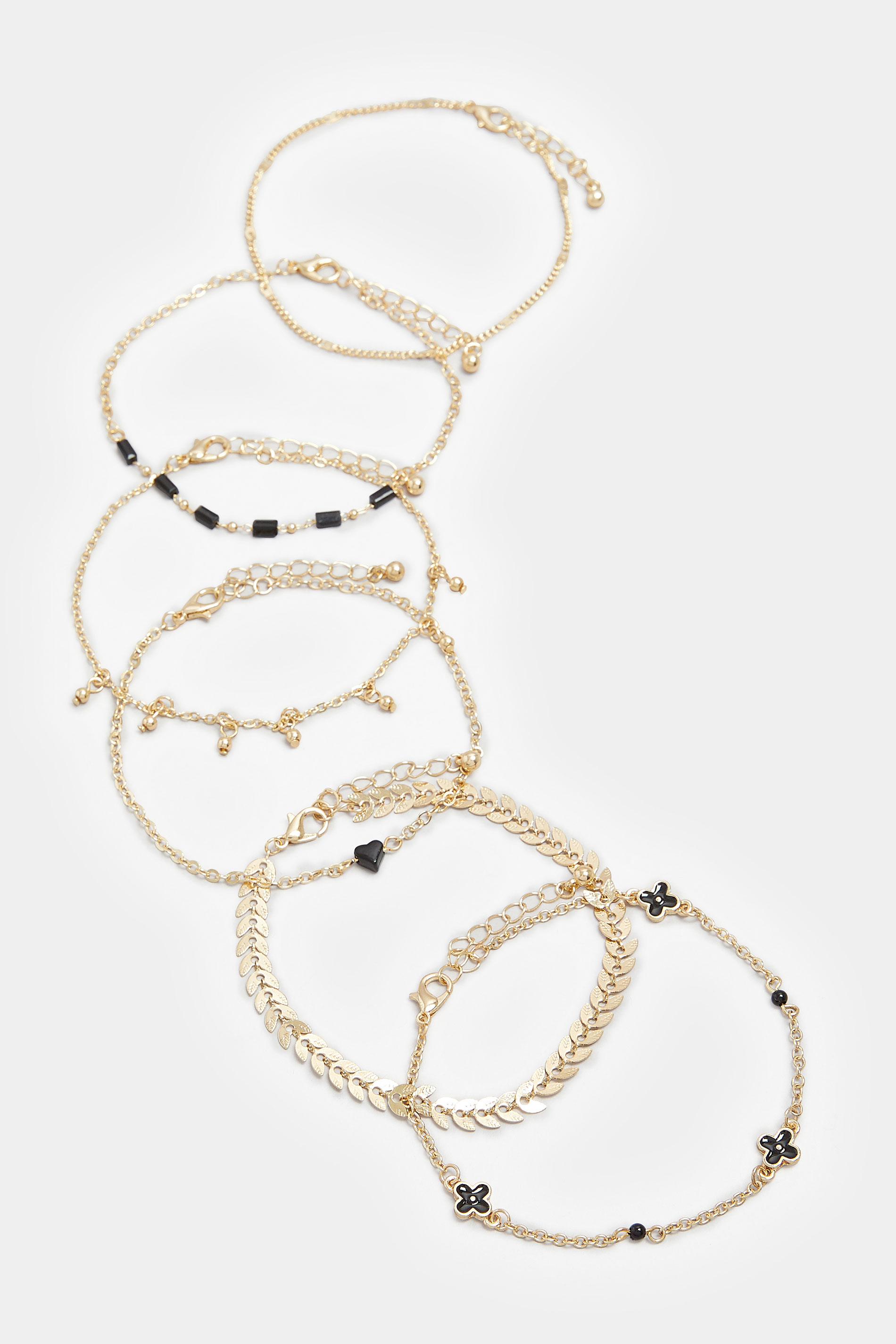 6 PACK Gold Tone Chain Bracelet Set | Yours Clothing 2