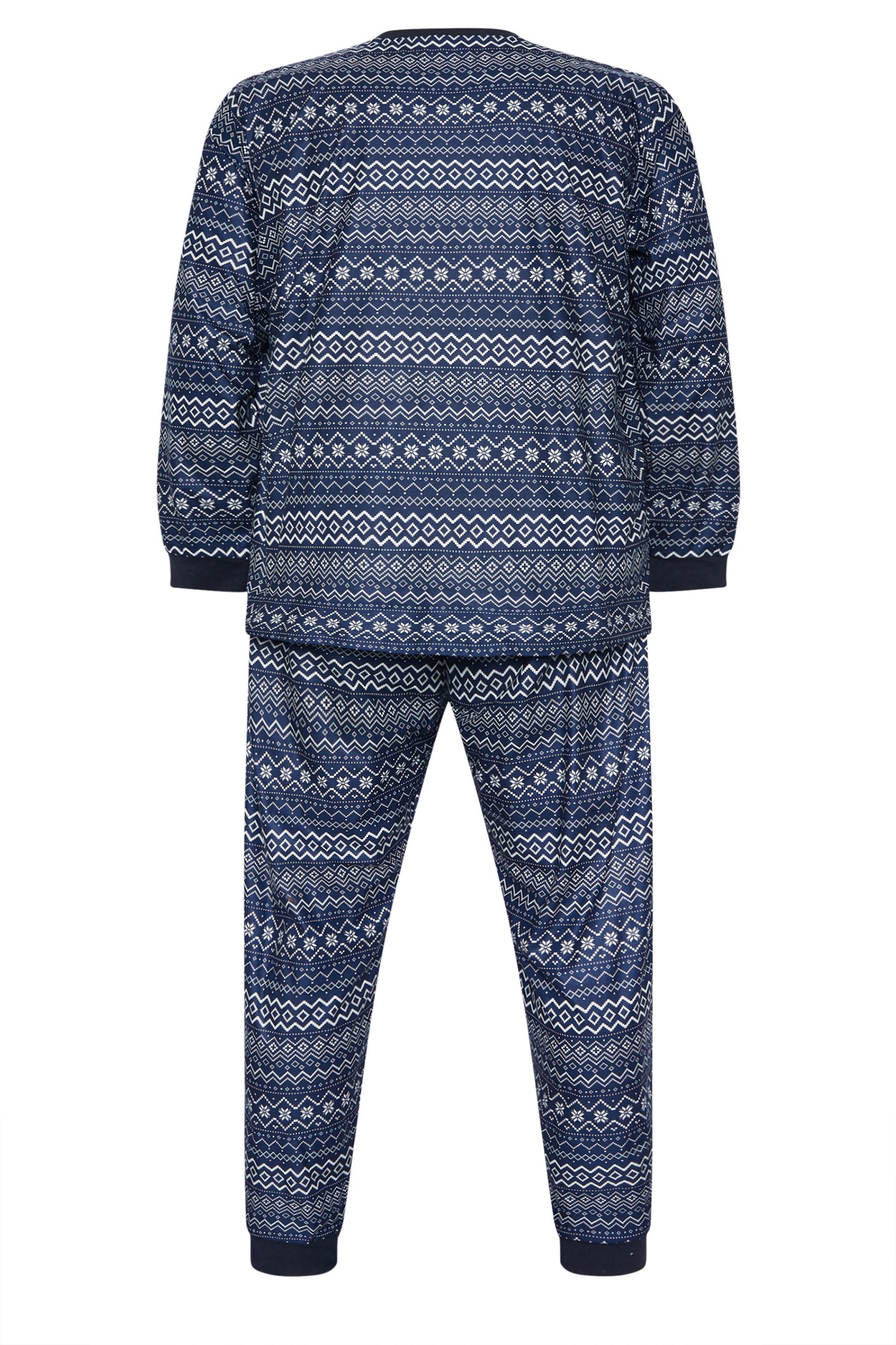 BadRhino Big & Tall Navy Blue Fairisle Pyjama Set | BadRhino 7
