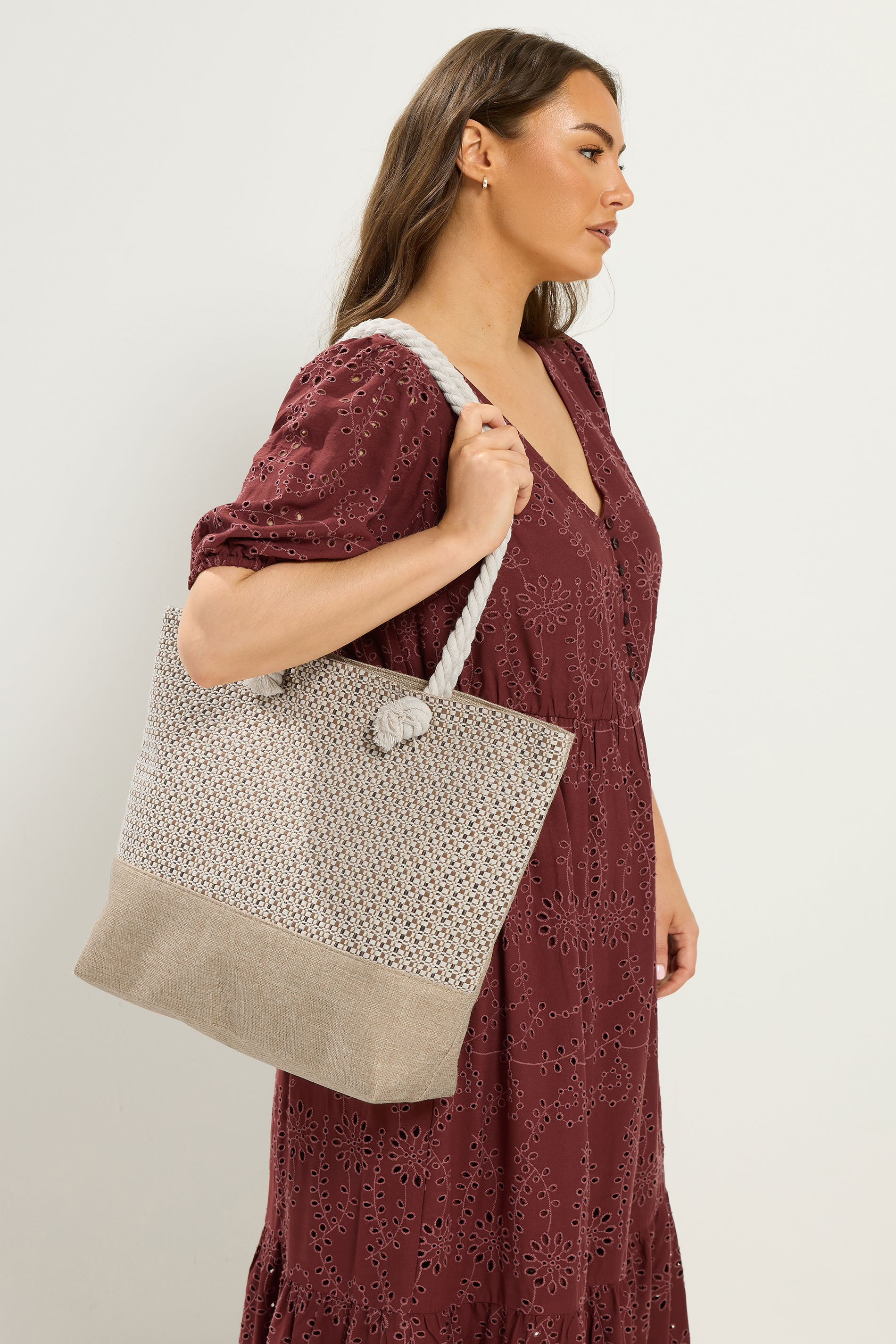Brown Tweed Look Tote Bag | Yours Clothing 3