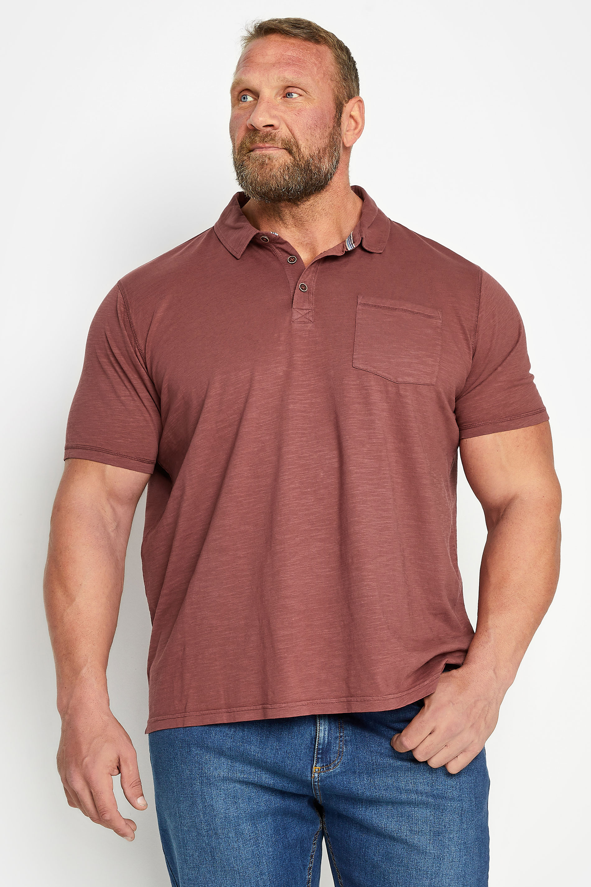 BadRhino Big & Tall Wine Red Slub Polo Shirt | BadRhino 2