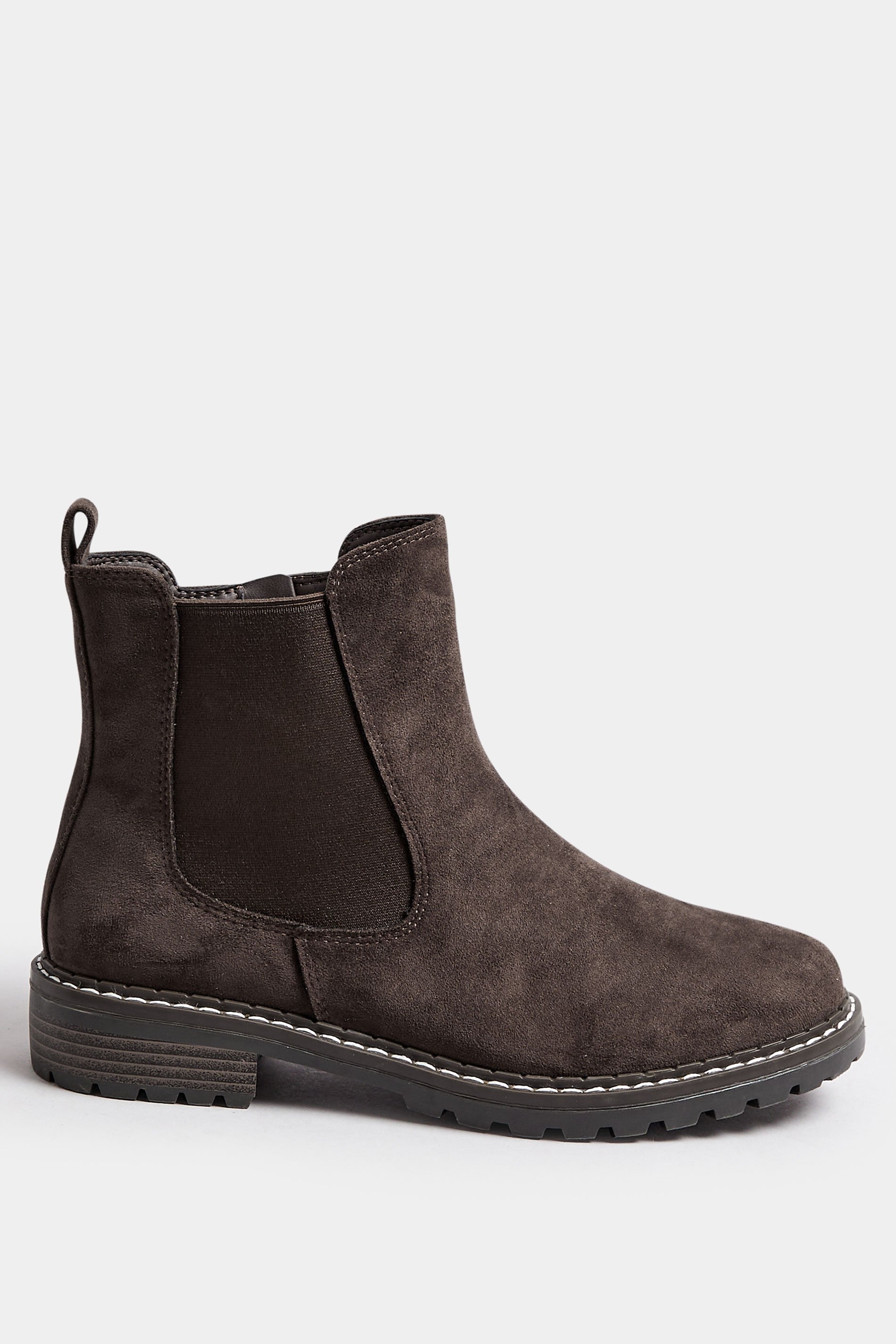 Brown Faux Suede Chelsea Boots In Wide E & Extra Wide EEE Fit | Yours Clothing 3