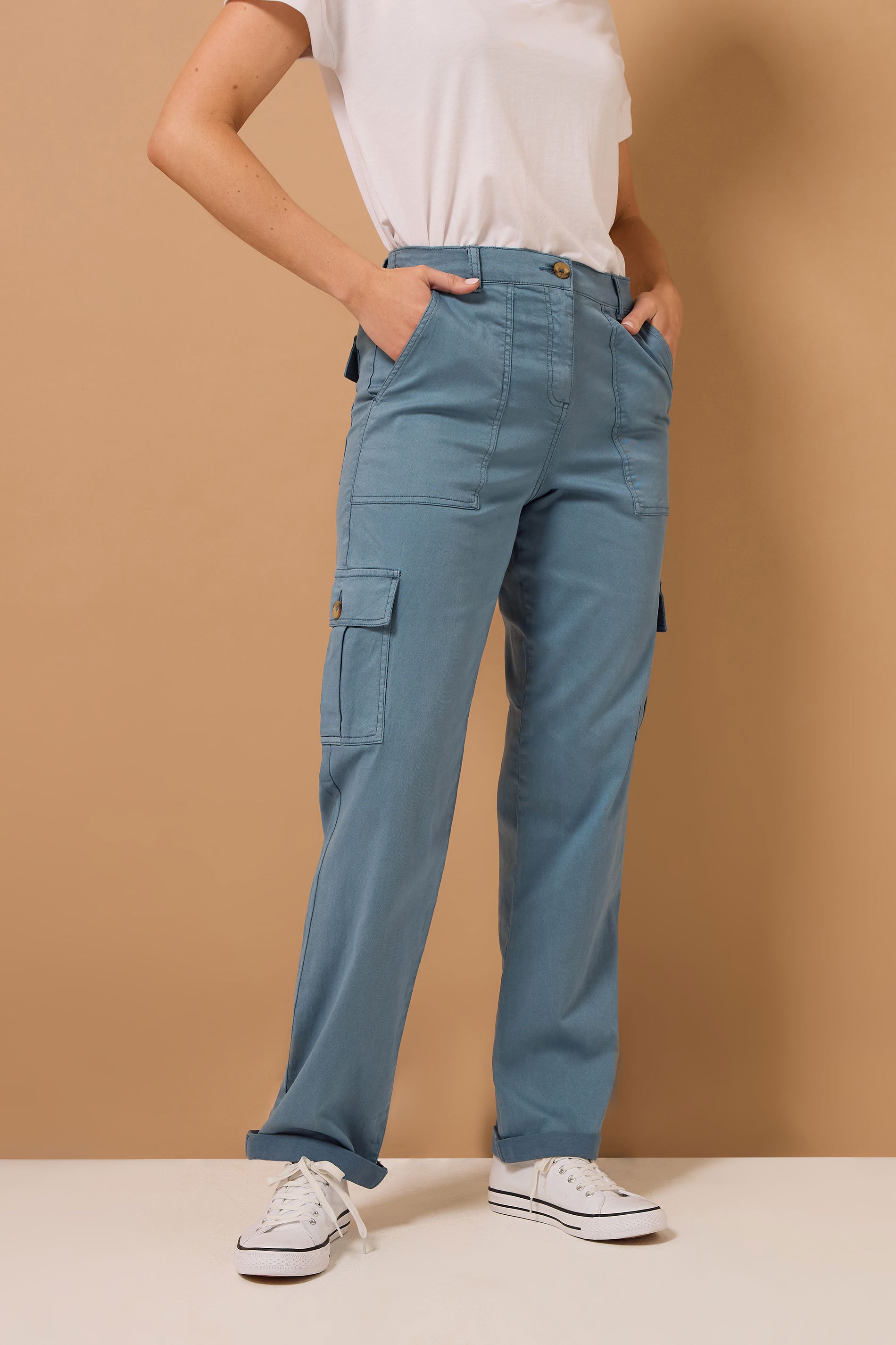 LTS MADE FOR GOOD Tall Blue Cargo Chino Jeans | Long Tall Sally 3