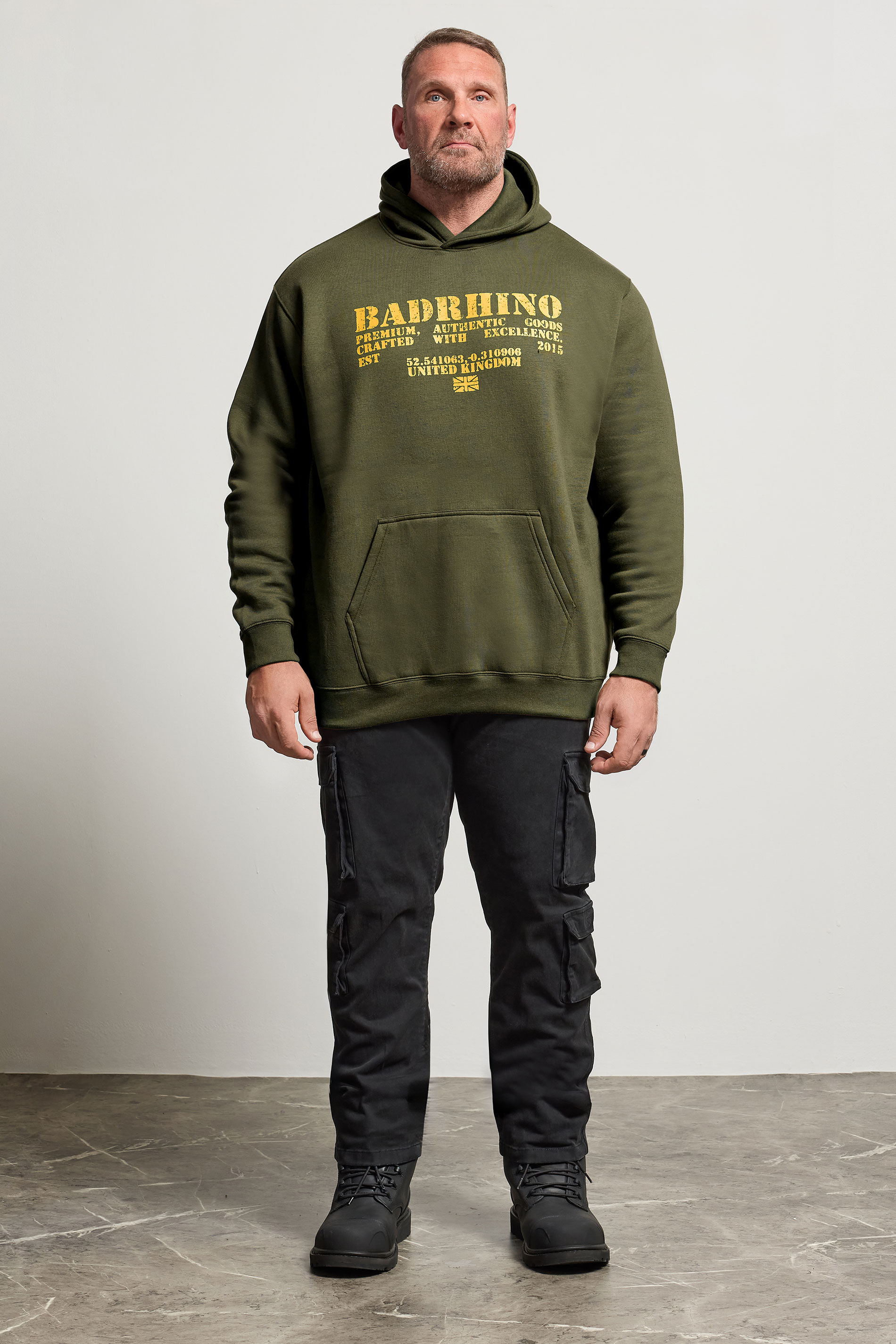 BadRhino Big & Tall Khaki Green Military Print Hoodie | BadRhino 3