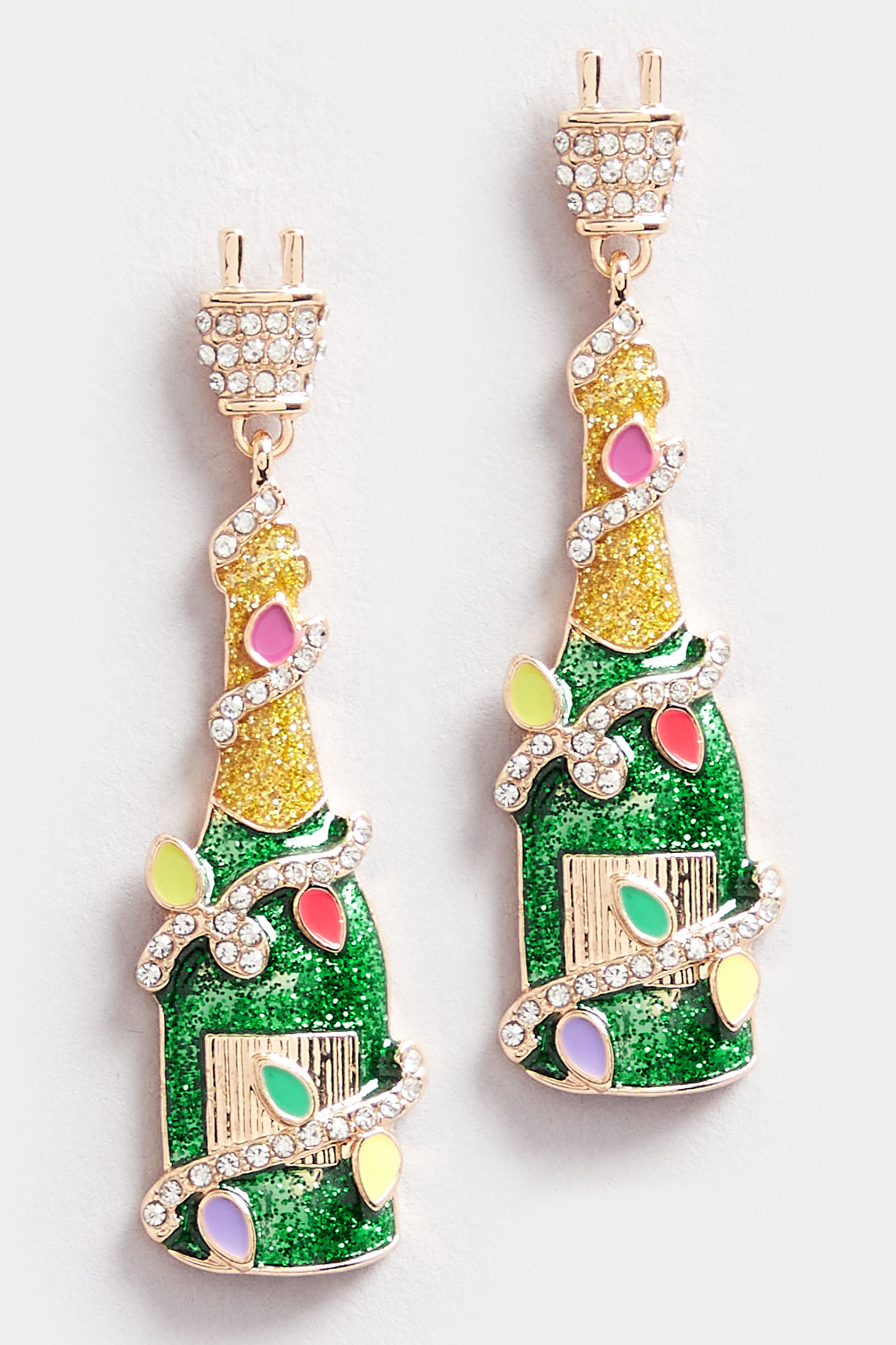 Gold Tone Party Bottle Novelty Earrings | Yours Clothing 2