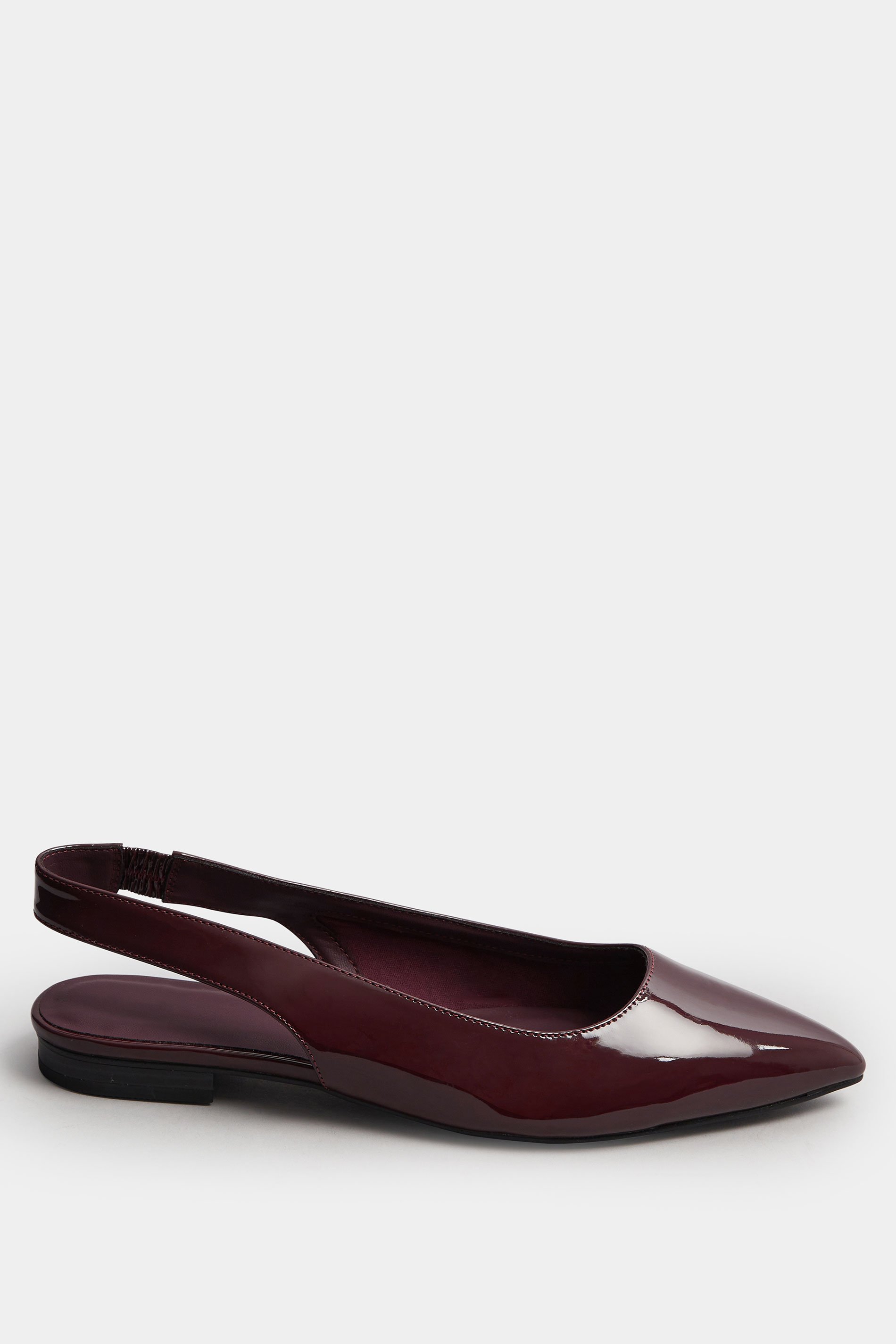 LTS Burgundy Red Patent Flat Shoes In Standard Fit | Long Tall Sally 3