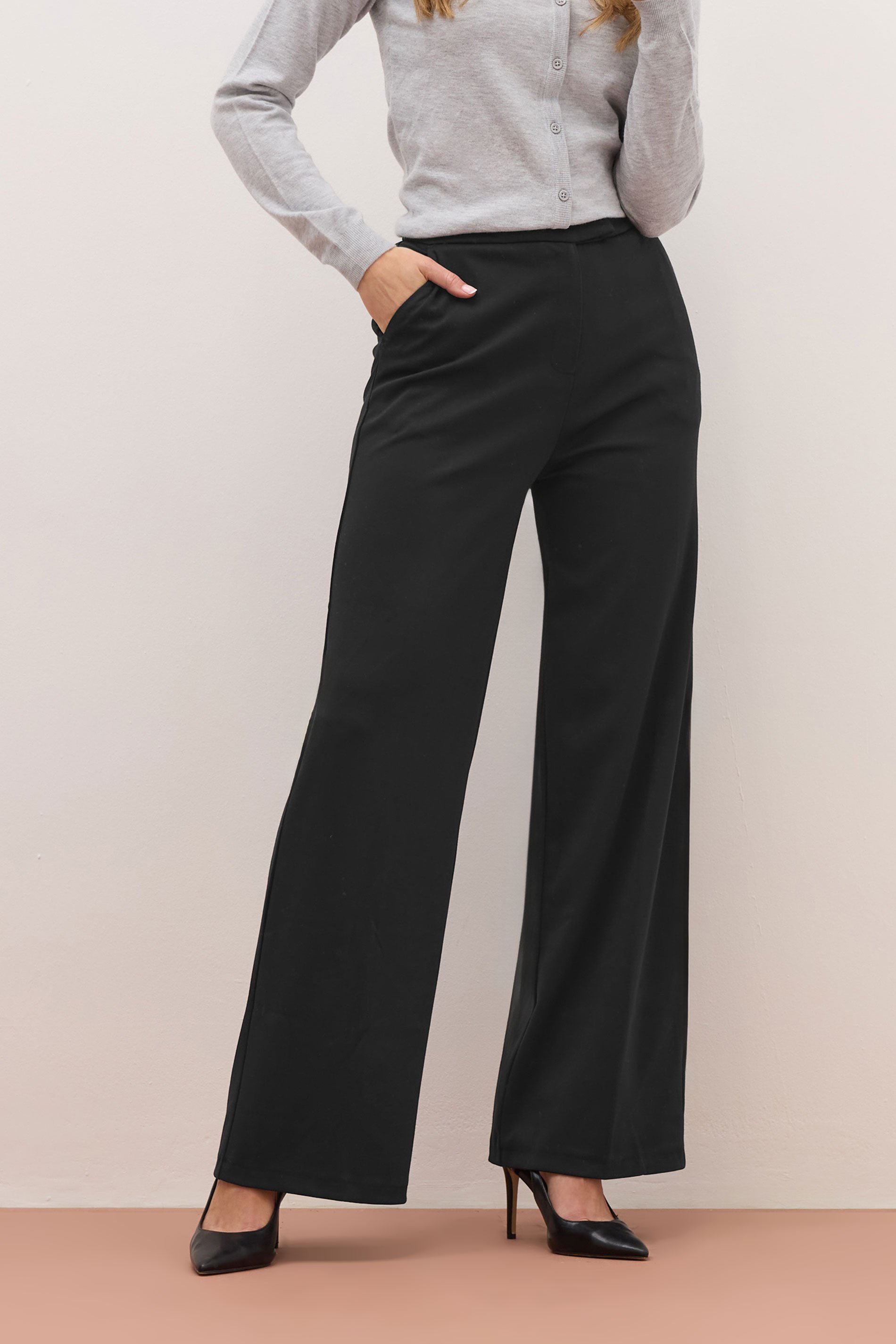 LTS PREMIUM Tall Black Tailored Wide Leg Trousers | Long Tall Sally 2
