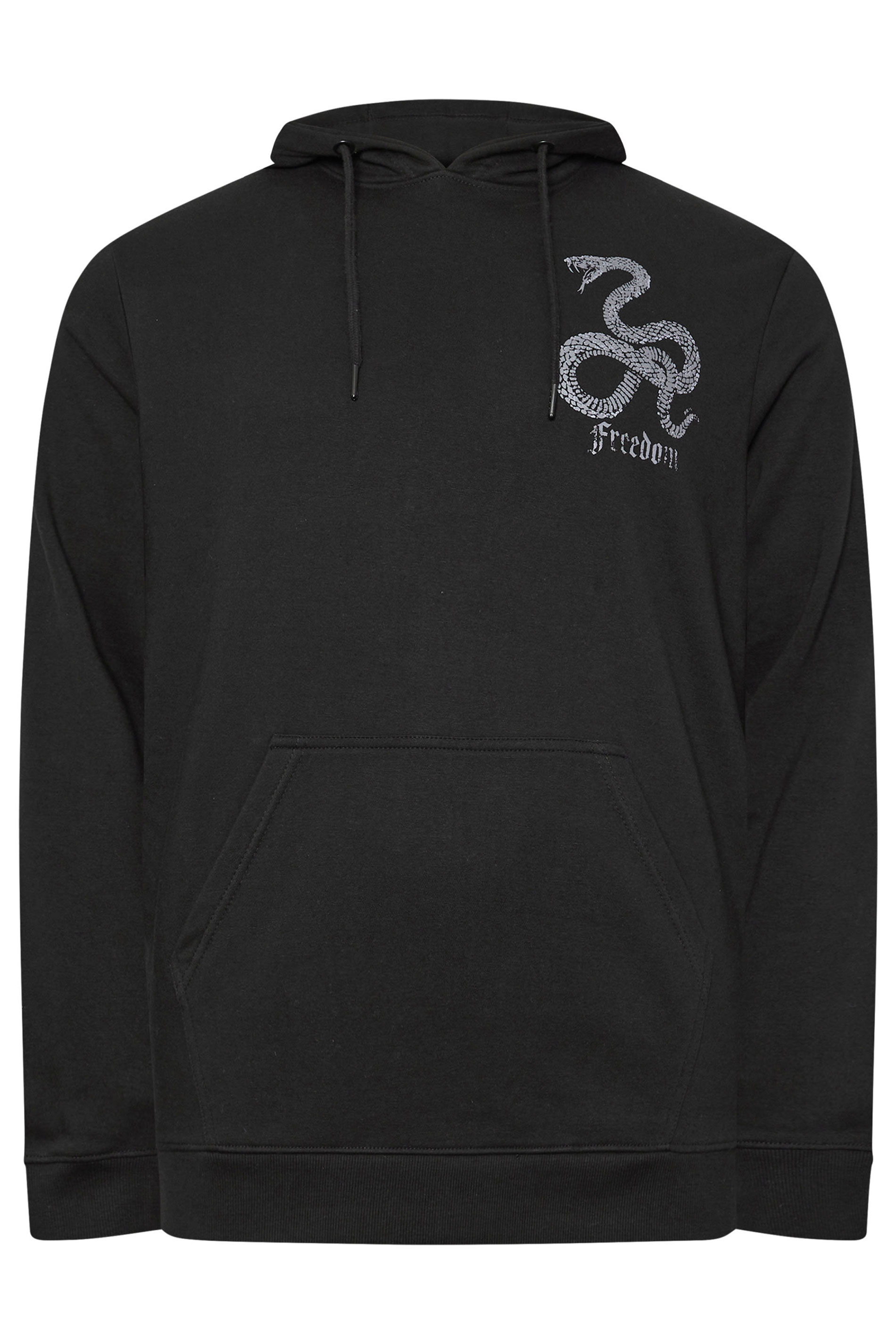 BadRhino Big & Tall Black 'Freedom' Snake Graphic Print Hoodie | BadRhino 5