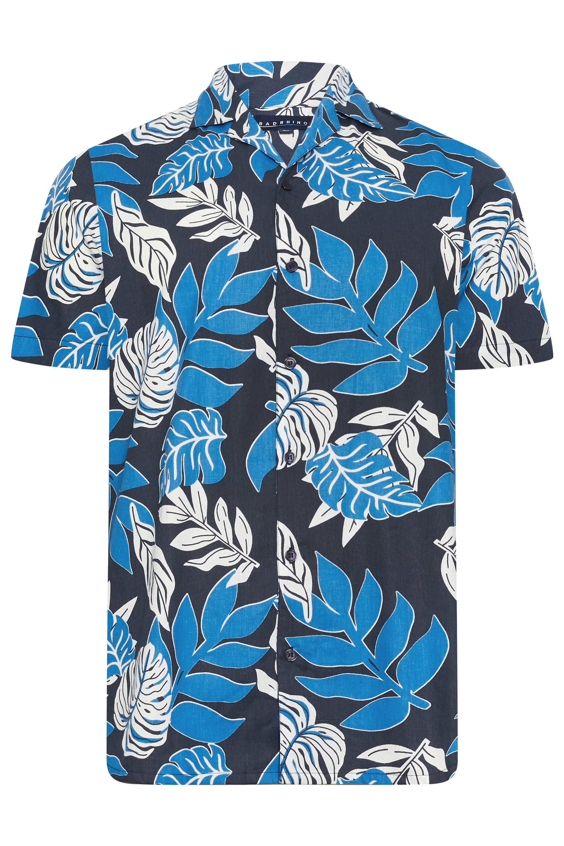 BadRhino Big & Tall Navy Blue Leaf Print Shirt | BadRhino 4
