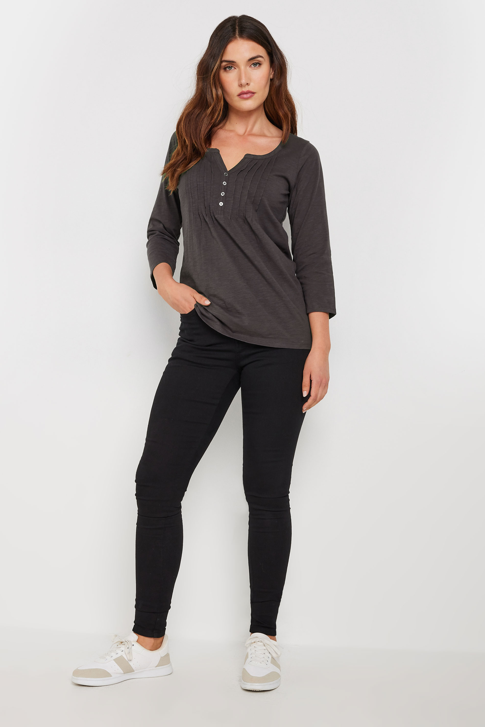 LTS Tall 2 PACK Charcoal Grey & Teal Blue Henley Tops | Long Tall Sally 4