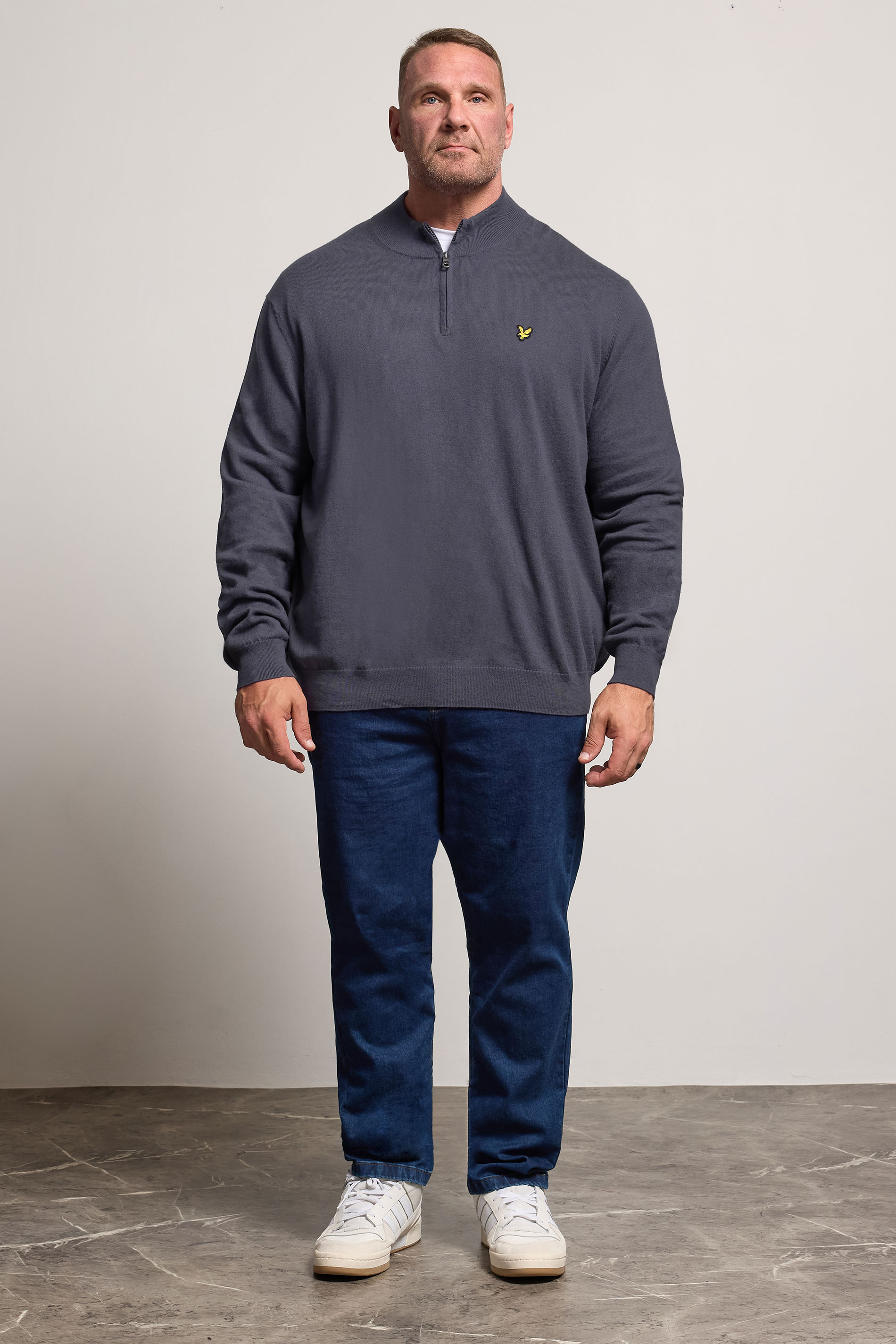 LYLE & SCOTT Big & Tall Grey Cotton Merino Quarter Zip Jumper | BadRhino 2