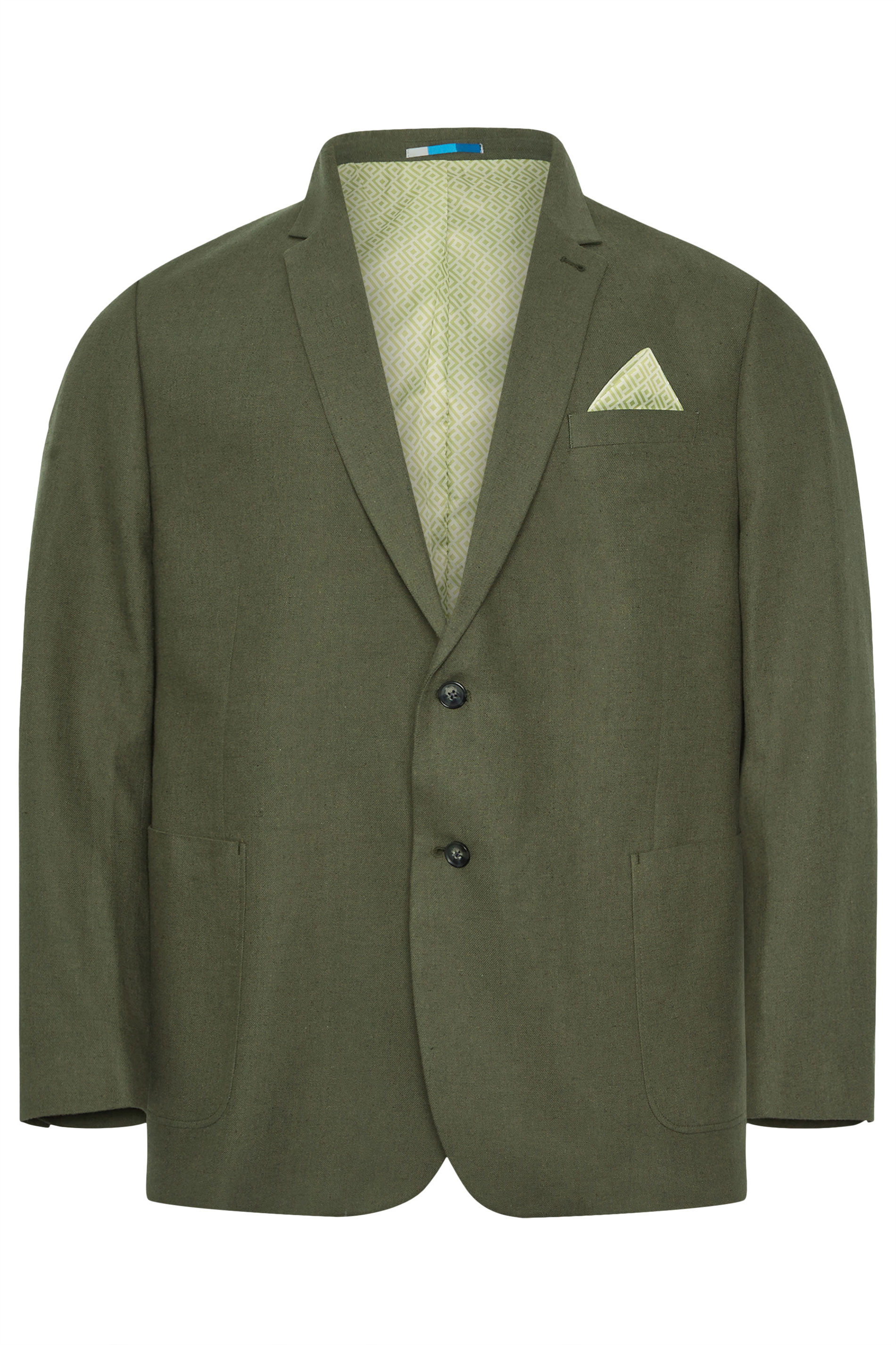 BadRhino Big & Tall Khaki Green Linen Suit Jacket | BadRhino 8