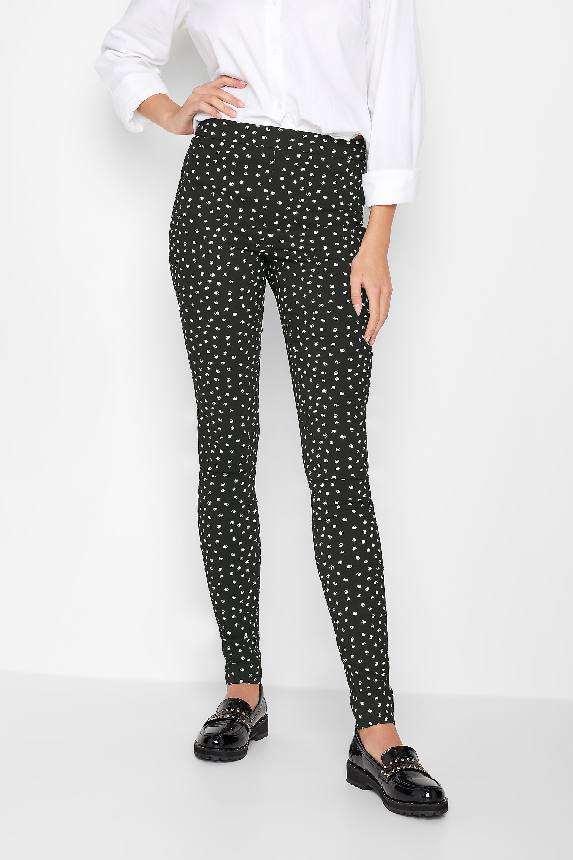 LTS Tall Women's Black Polka Dot Stretch Skinny Trousers | Long Tall Sally 1