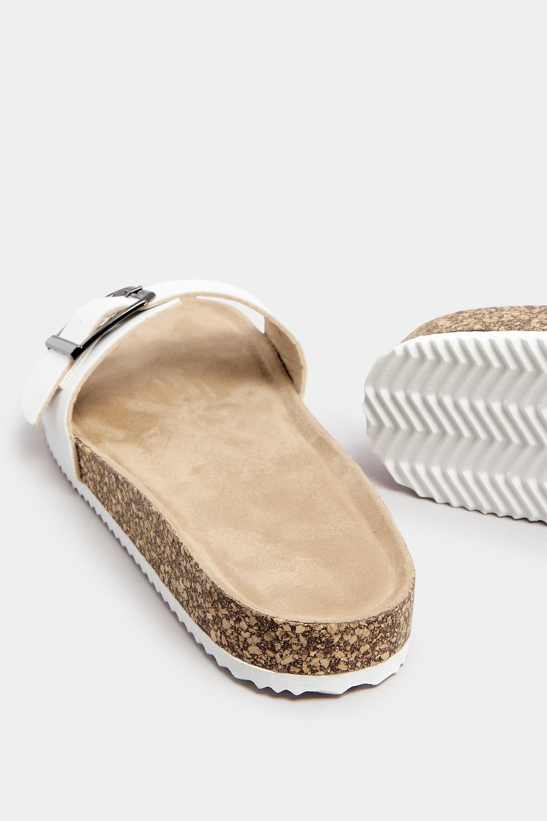 White Single Buckle Sandals In Extra Wide EEE Fit | Yours Clothing 4