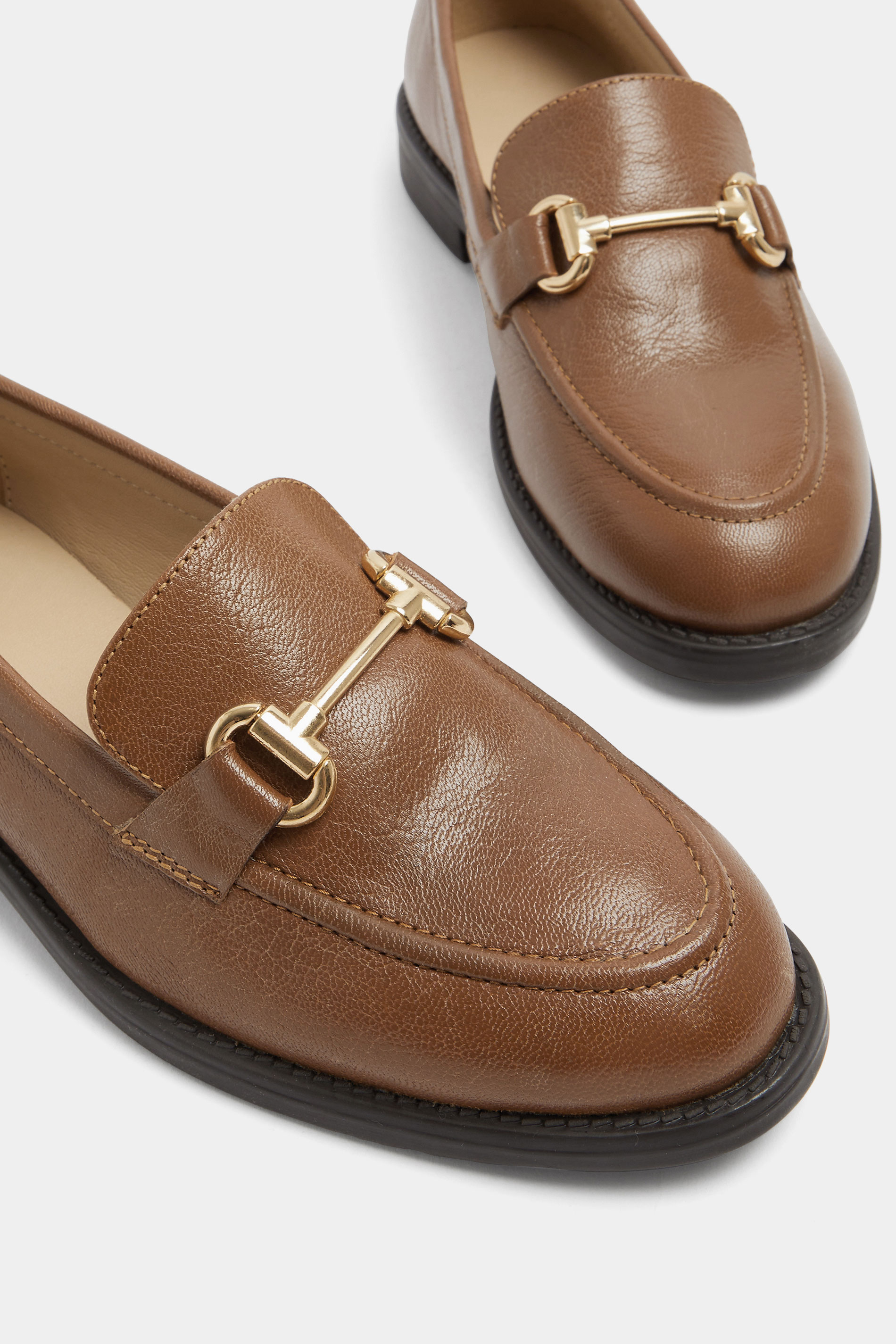 Brown Metal Trim Loafers In Wide E Fit | Yours Clothing 5