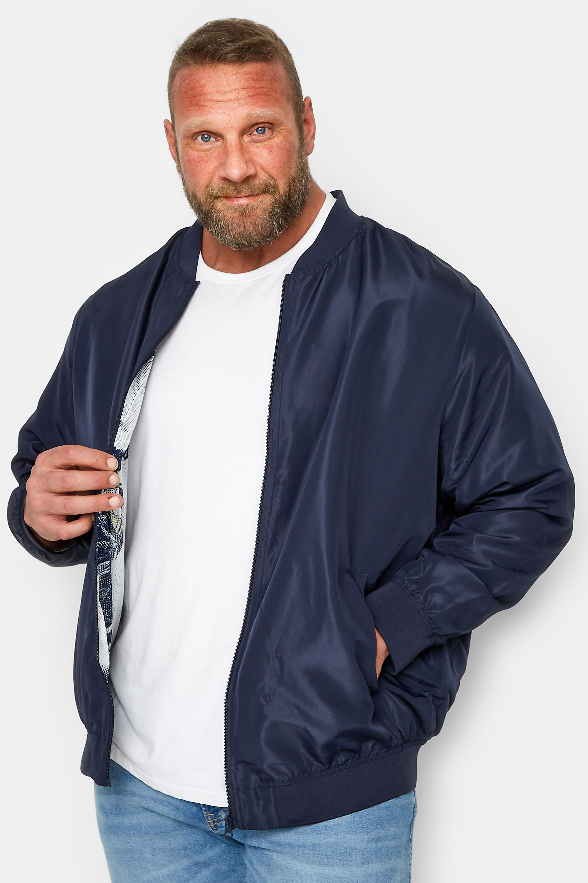 JACK & JONES Big & Tall Navy Blue Bomber Jacket | BadRhino  2