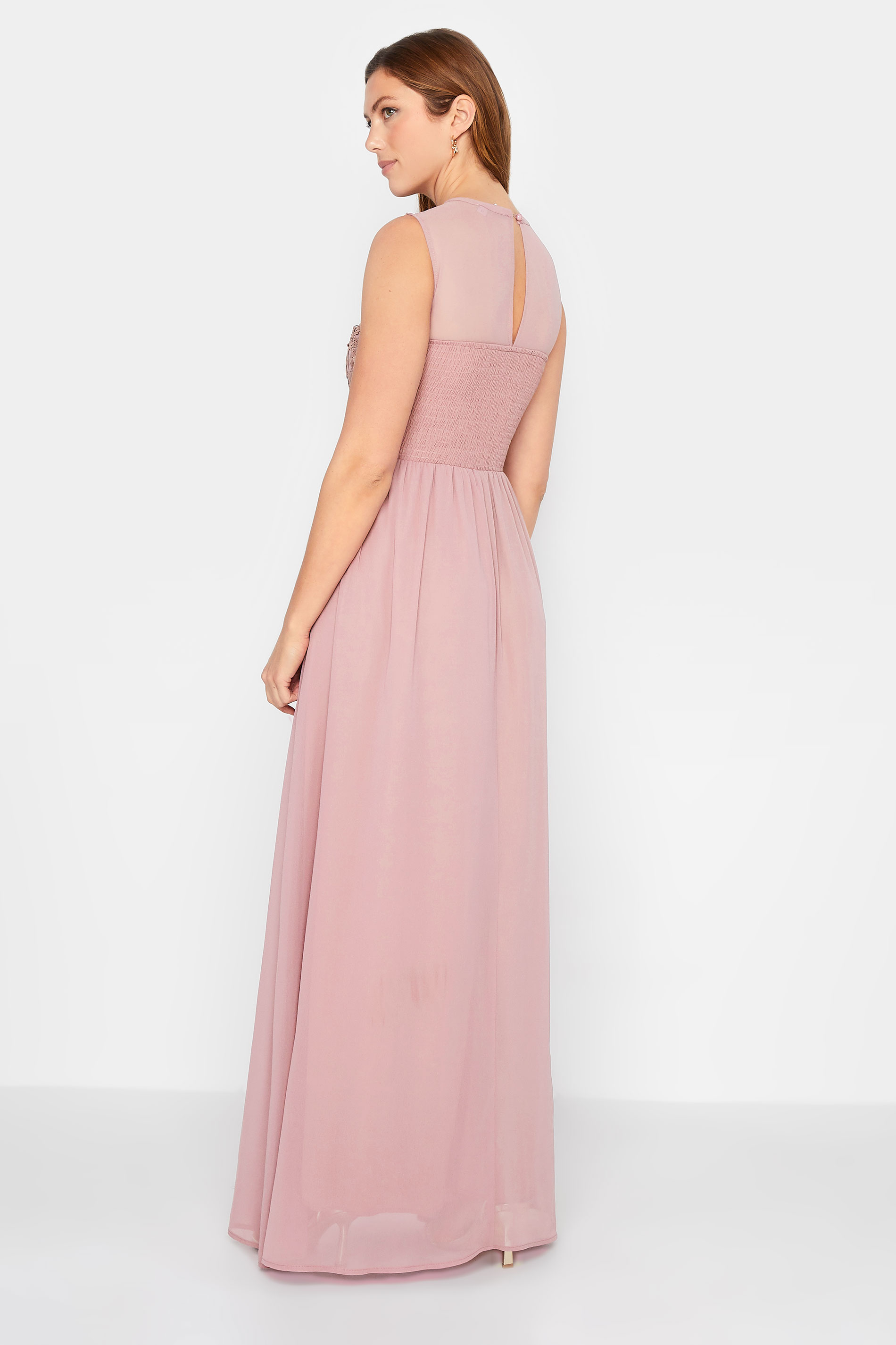 LTS Tall Women's Blush Pink Lace Chiffon Maxi Dress | Long Tall Sally  3