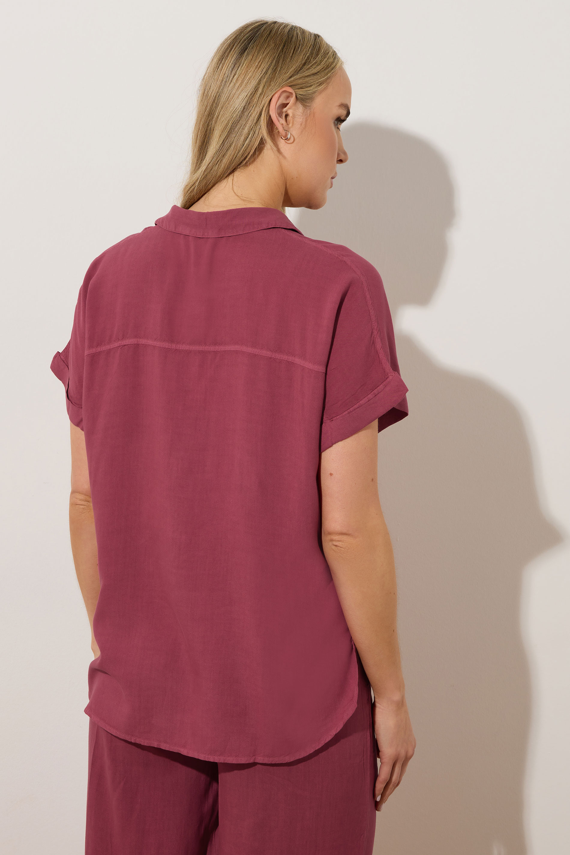 LTS Tall Berry Red Acid Wash Pocket Shirt | Long Tall Sally 5