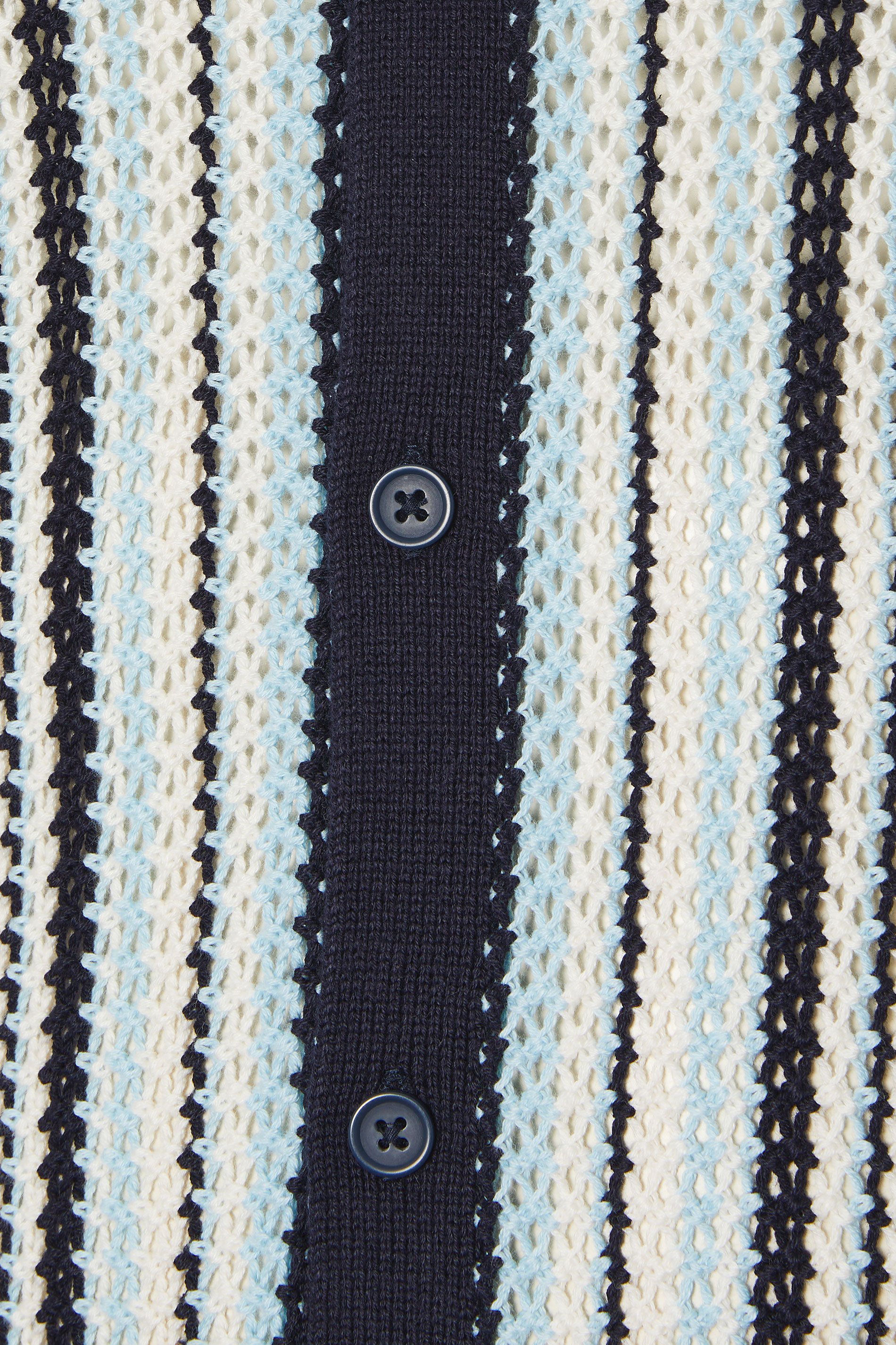 BadRhino Big & Tall Blue & White Stripe Knitted Revere Collar Shirt  5