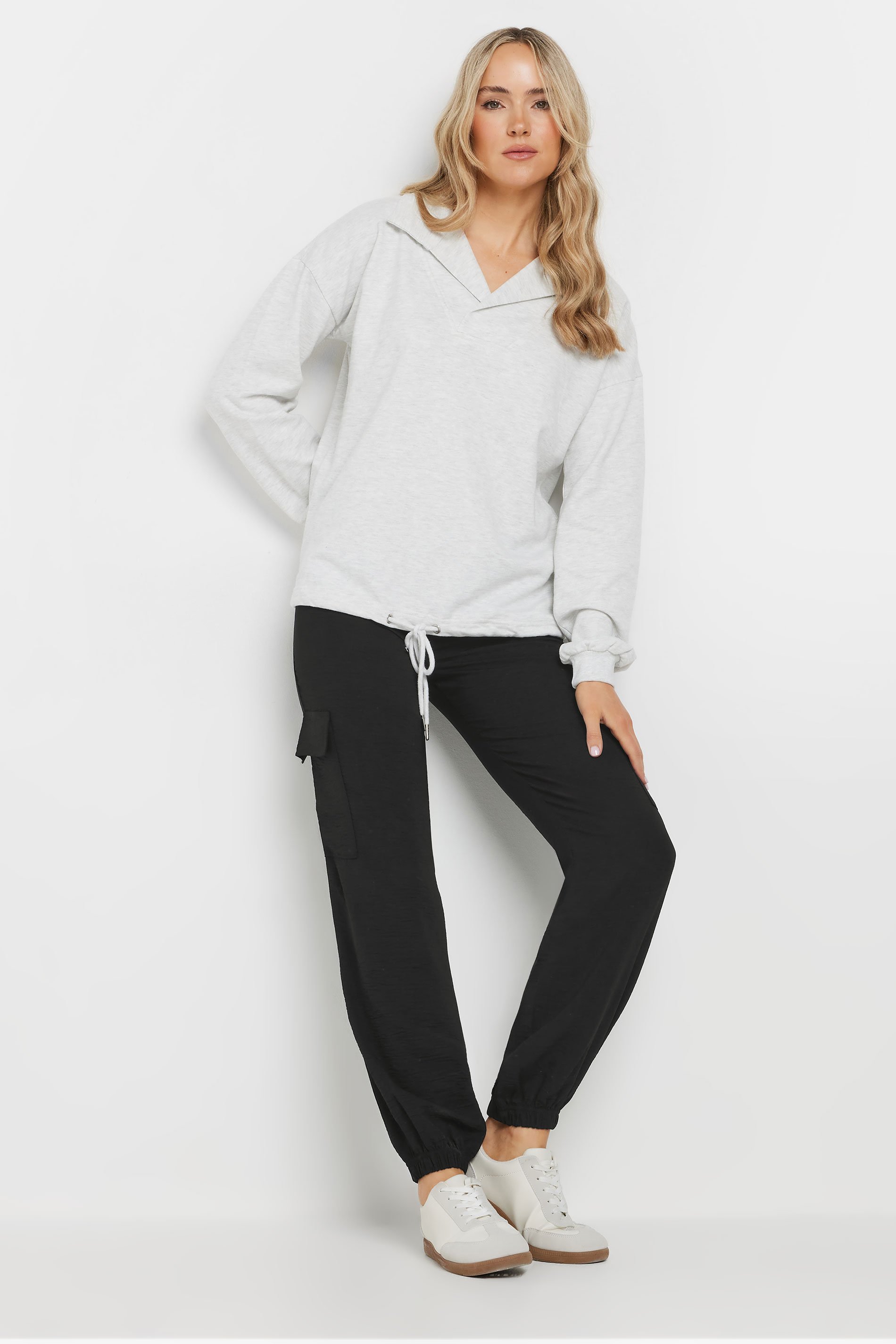 LTS Tall Women's Black Crepe Cuffed Cargo Trousers | Long Tall Sally 1
