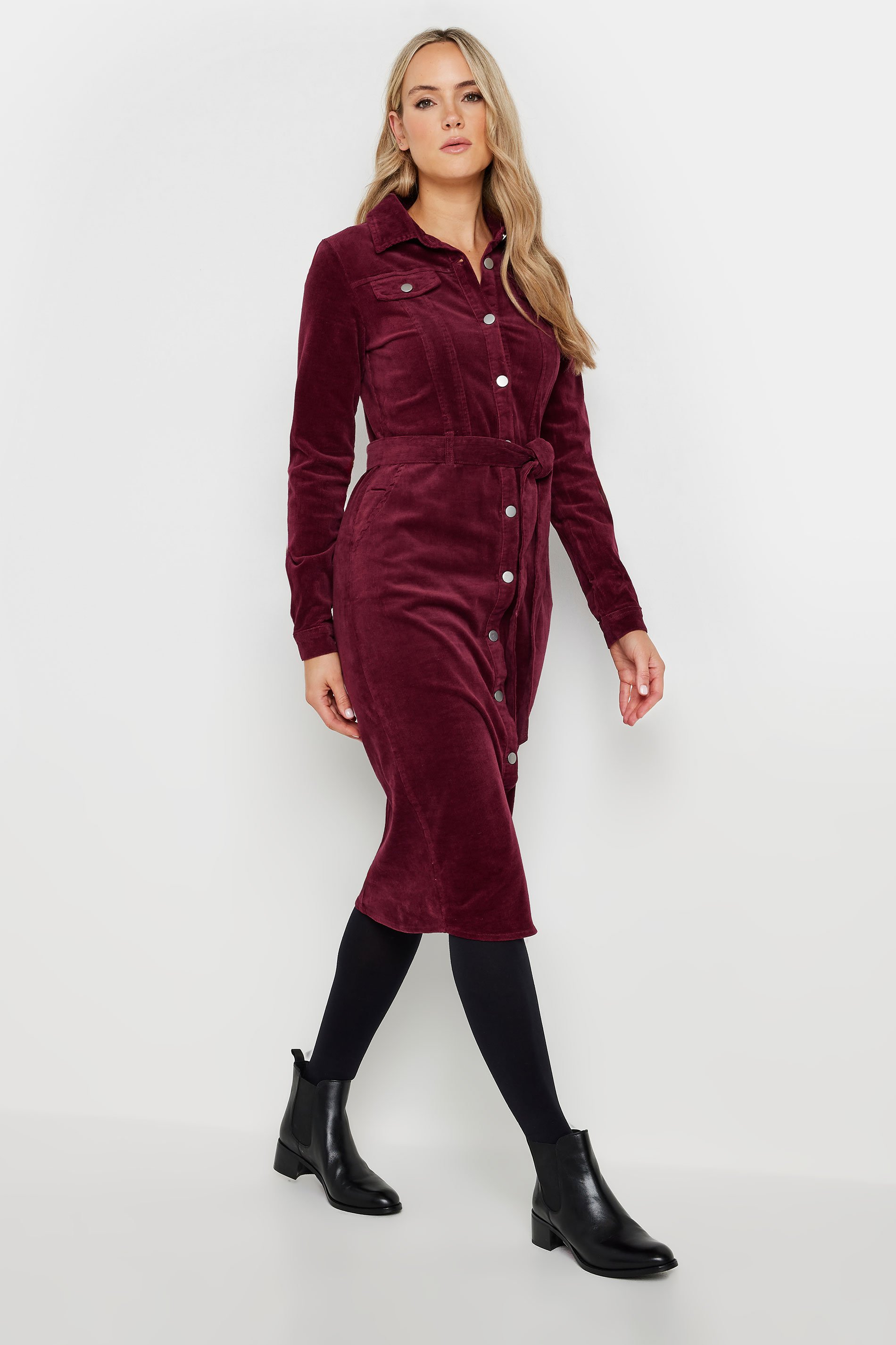 LTS Tall Burgundy Red Cord Shirt Dress | Long Tall Sally 2
