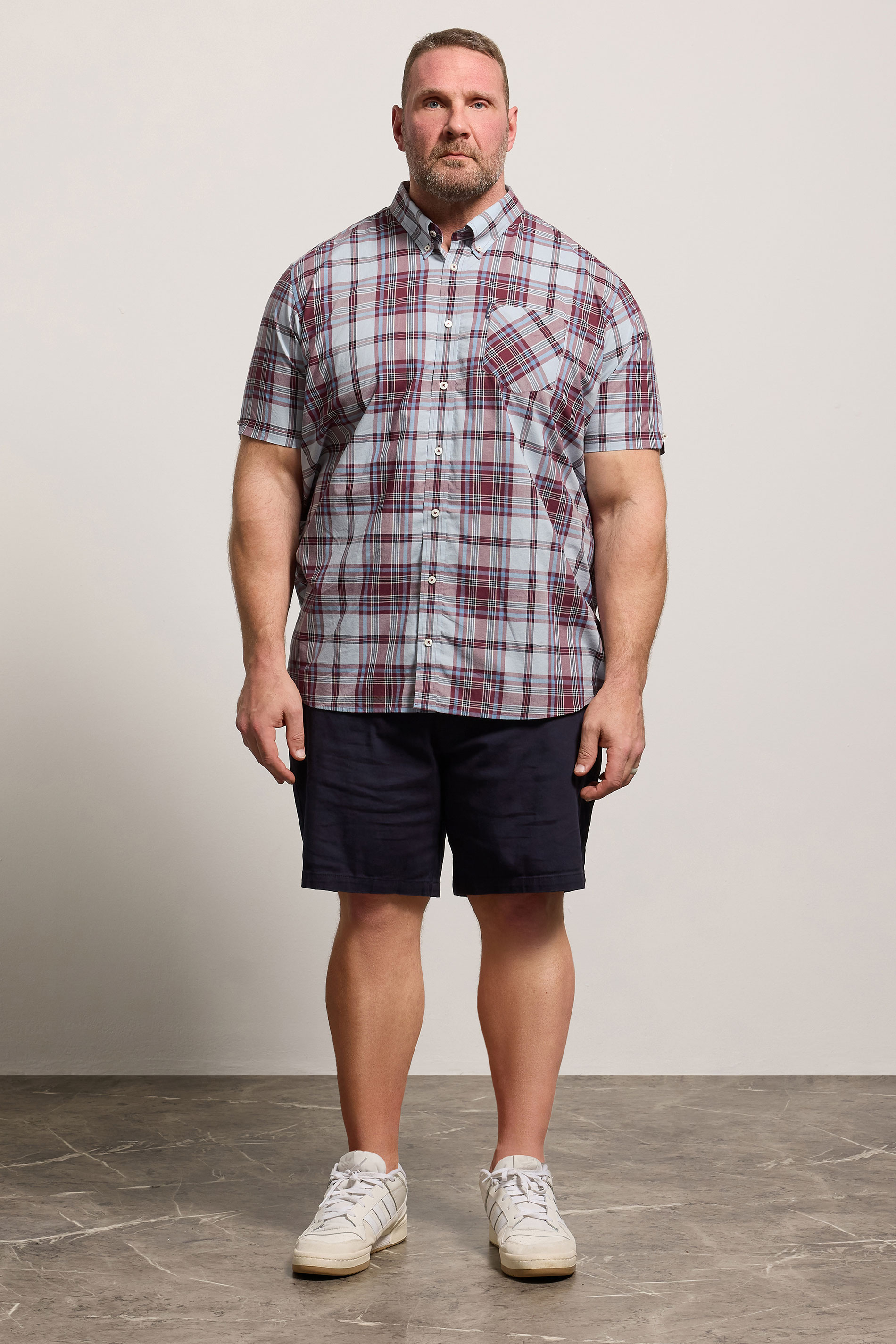 BEN SHERMAN Big & Tall Light Blue Check Print Shirt | BadRhino 1