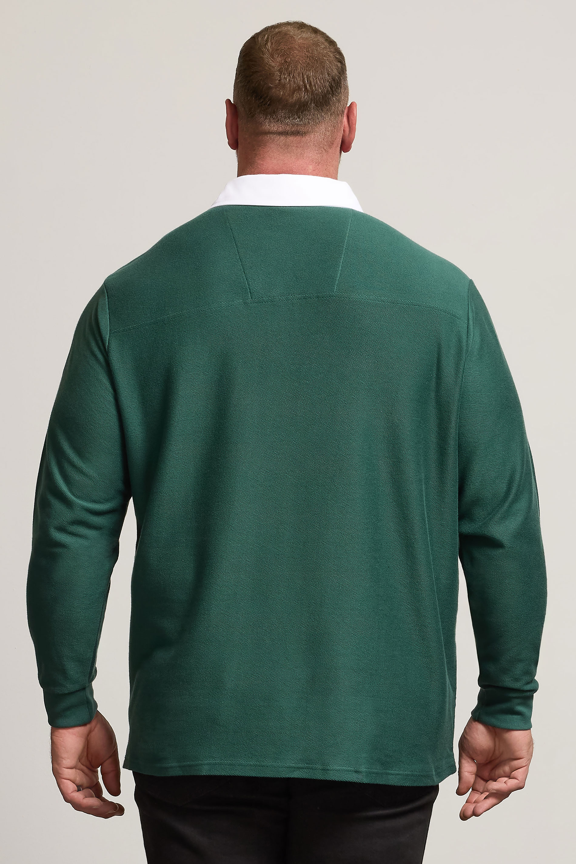 BadRhino Big & Tall Green Long Sleeve Embroidered Rugby Polo Shirt | BadRhino 3