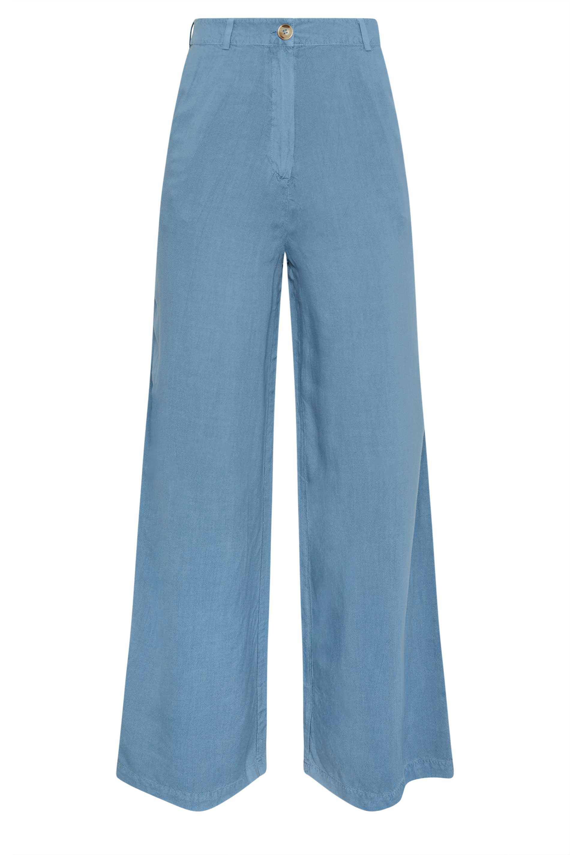 LTS Tall Womens Blue Chambray Wide Leg Trousers | Long Tall Sally