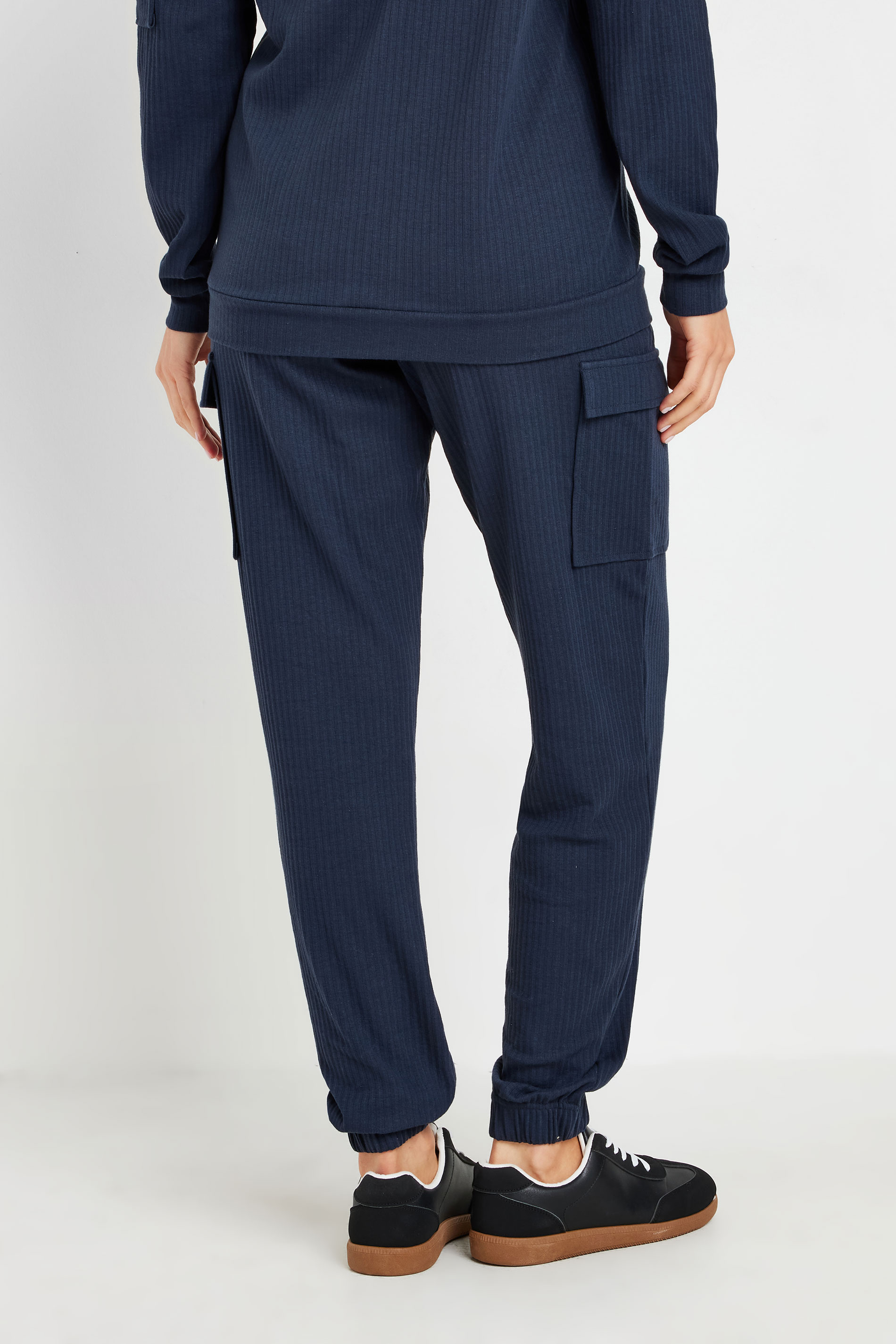 LTS Tall Women's Navy Blue Ribbed Cargo Joggers | Long Tall Sally 3