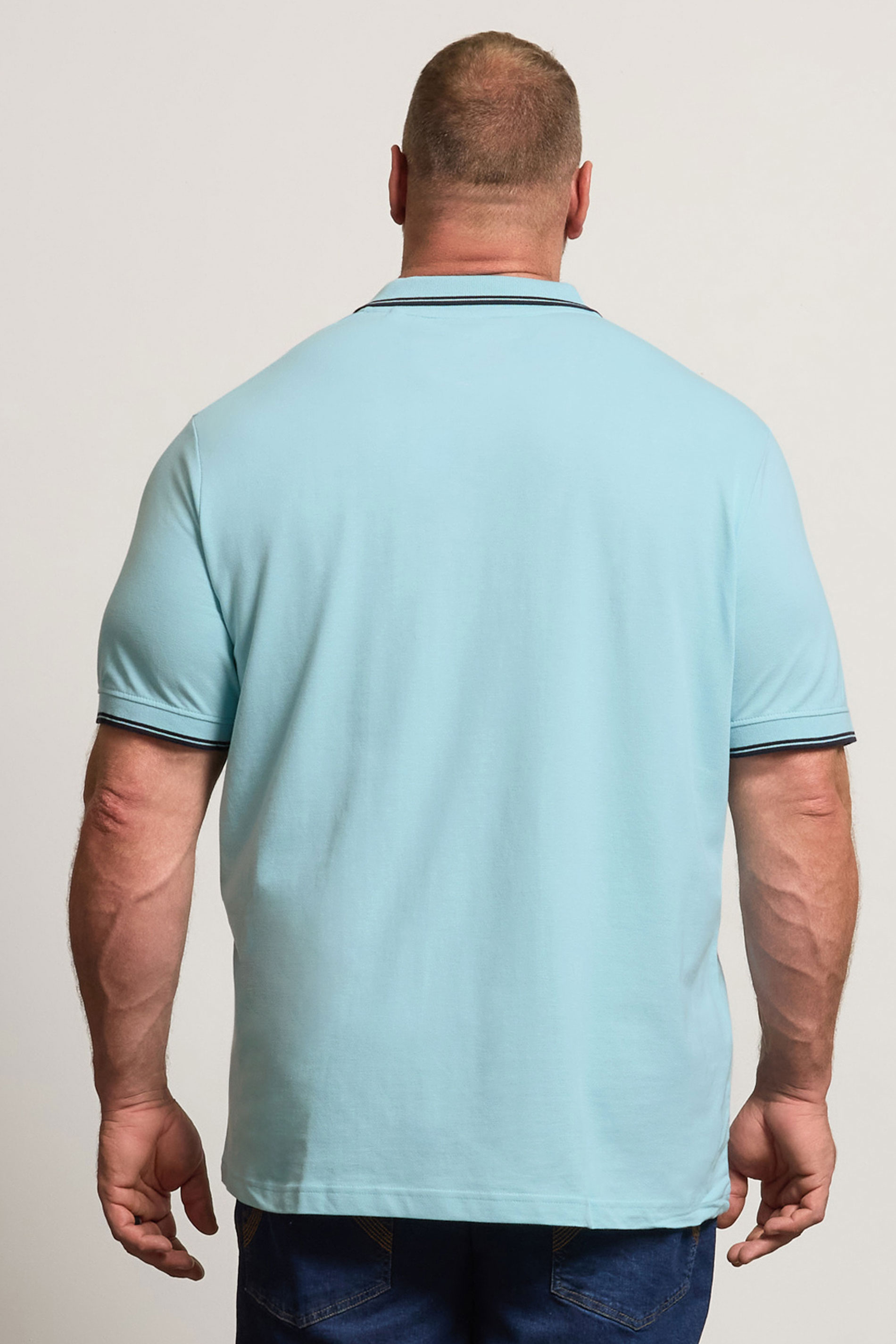 BadRhino Big & Tall Light Blue Tipped Polo Shirts | BadRhino 3
