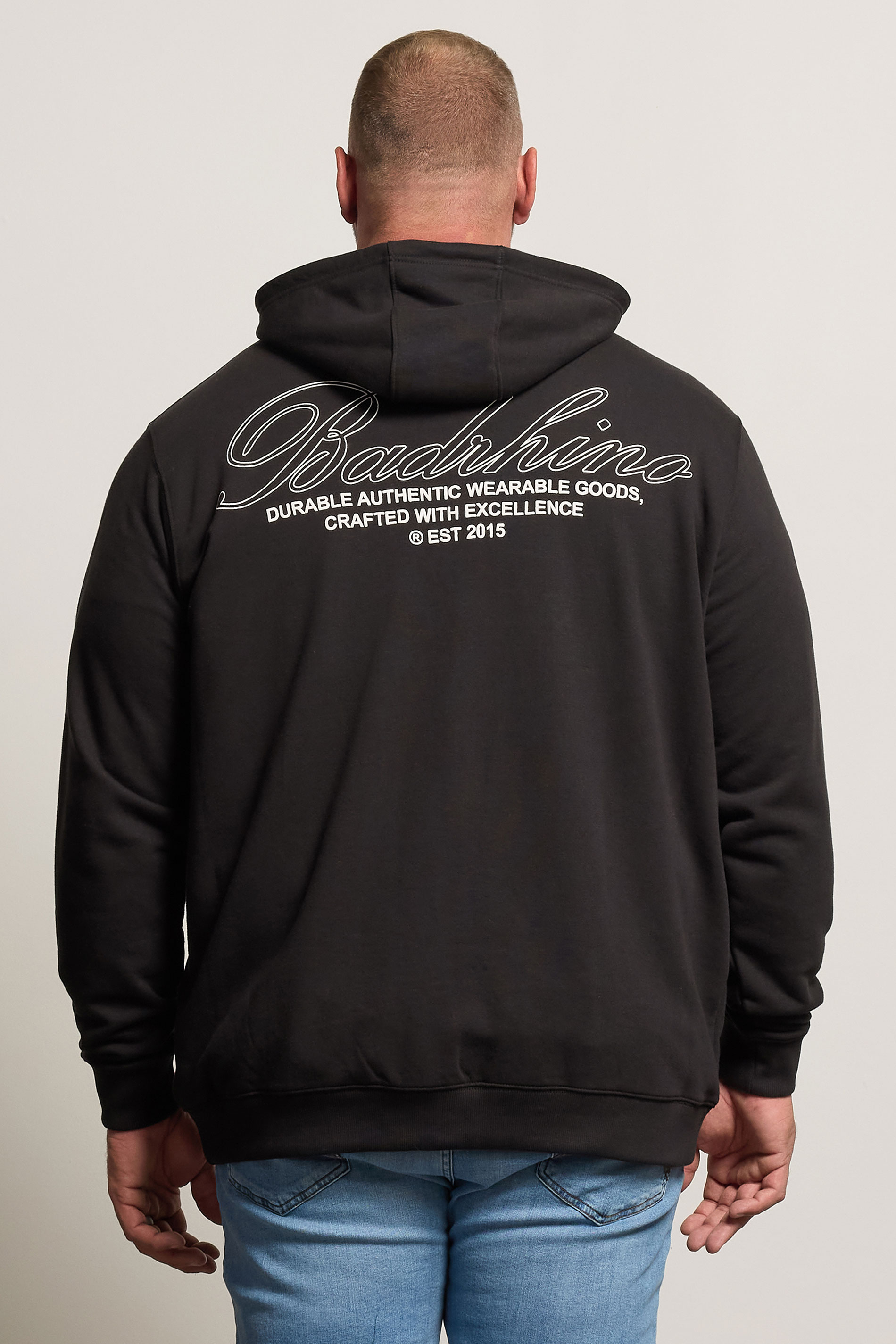 BadRhino Big & Tall Black Zip Up Worldwide Hoodie | BadRhino 4
