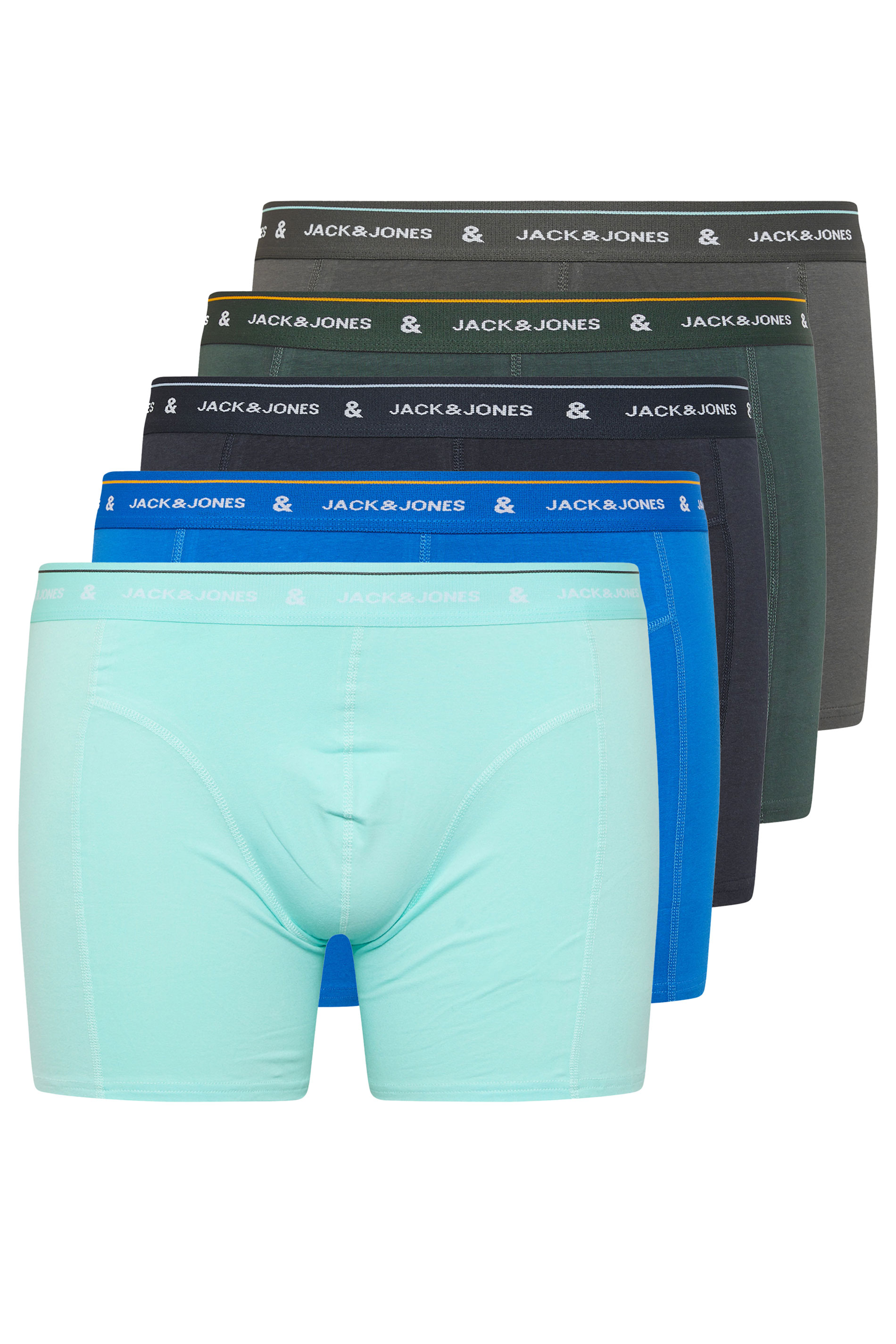 JACK & JONES Big & Tall 5 PACK Light Blue & Black Boxers | BadRhino 4