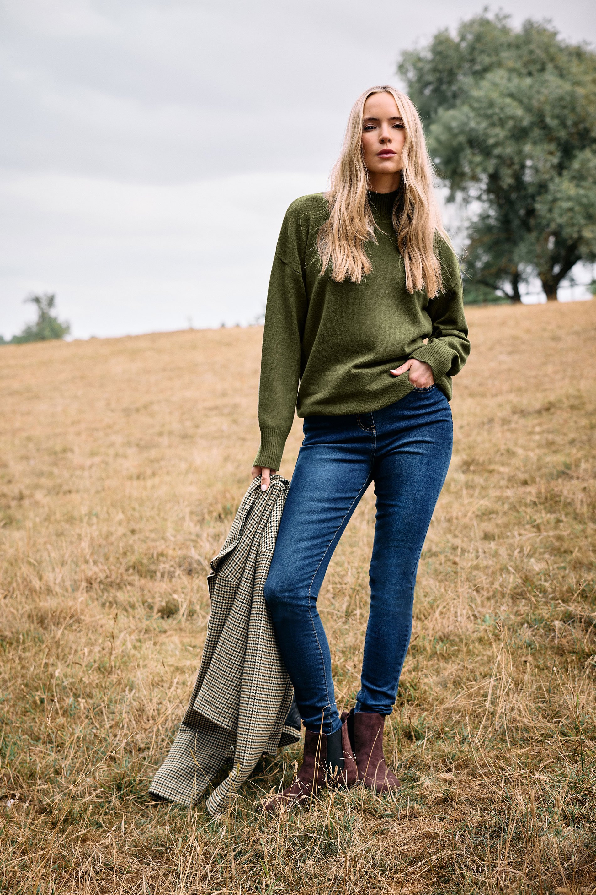 LTS Tall Khaki Green Turtle Neck Jumper | Long Tall Sally 1