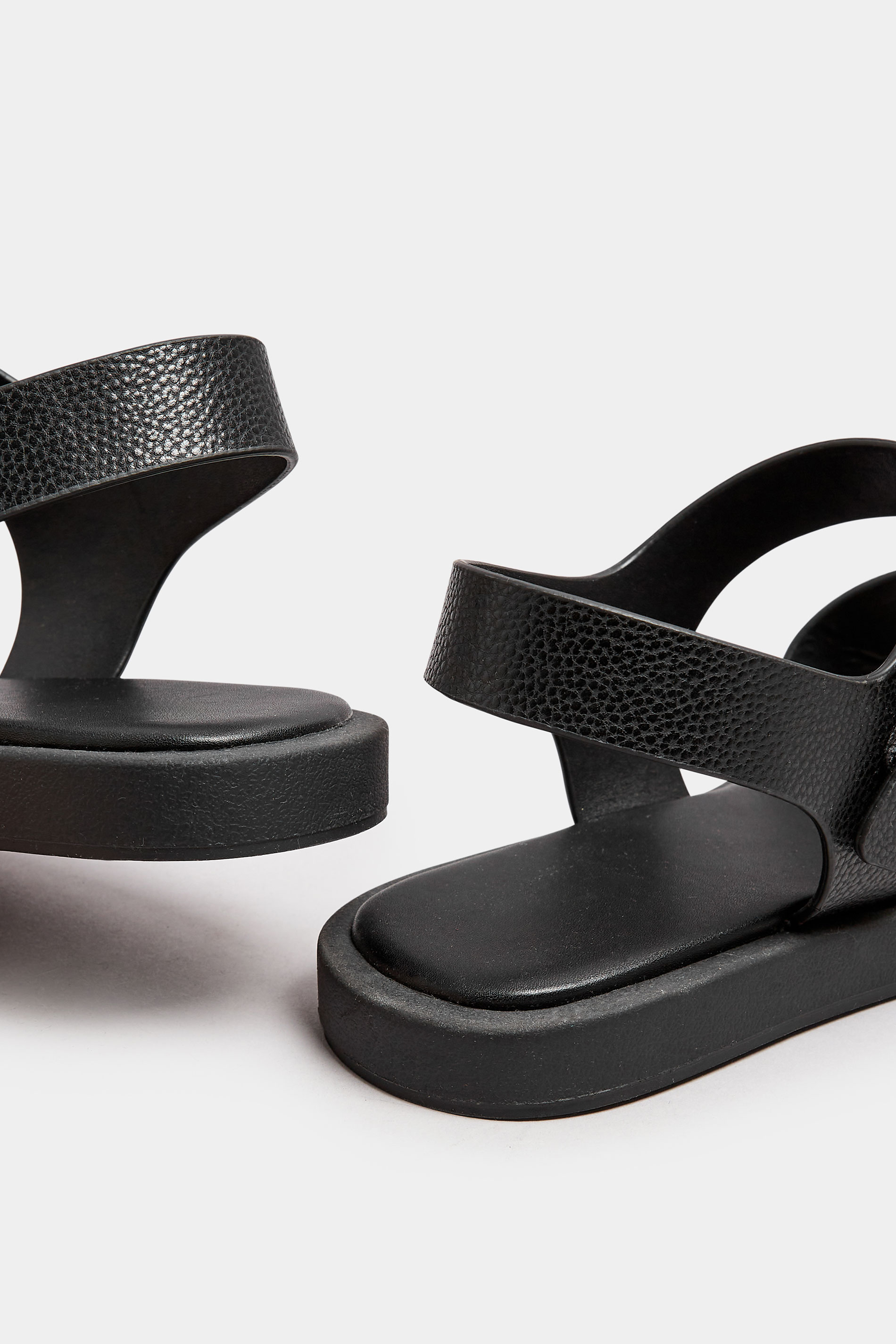 Black Buckle Chunky Sandals In Wide E Fit & Extra Wide EEE Fit | Yours Clothing 6