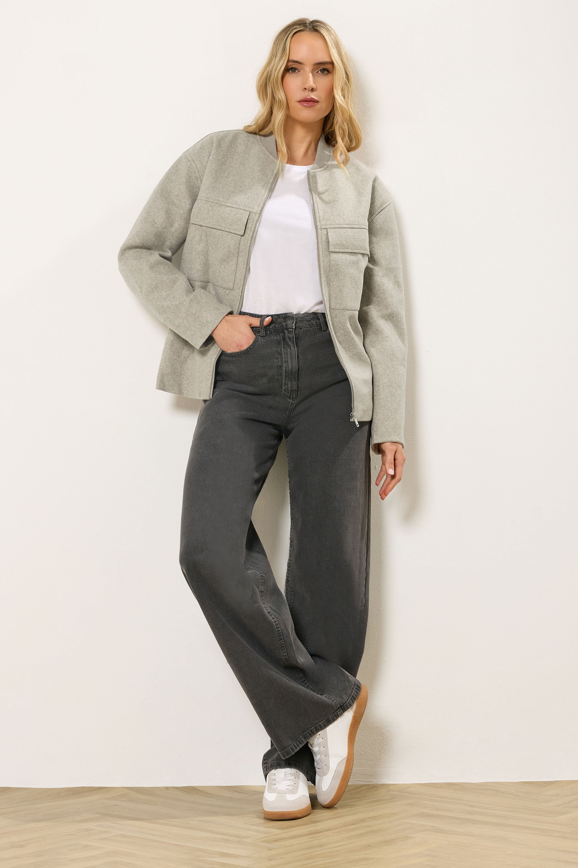 LTS Tall Natural Brown Brushed Pocket Bomber Jacket | Long Tall Sally 3