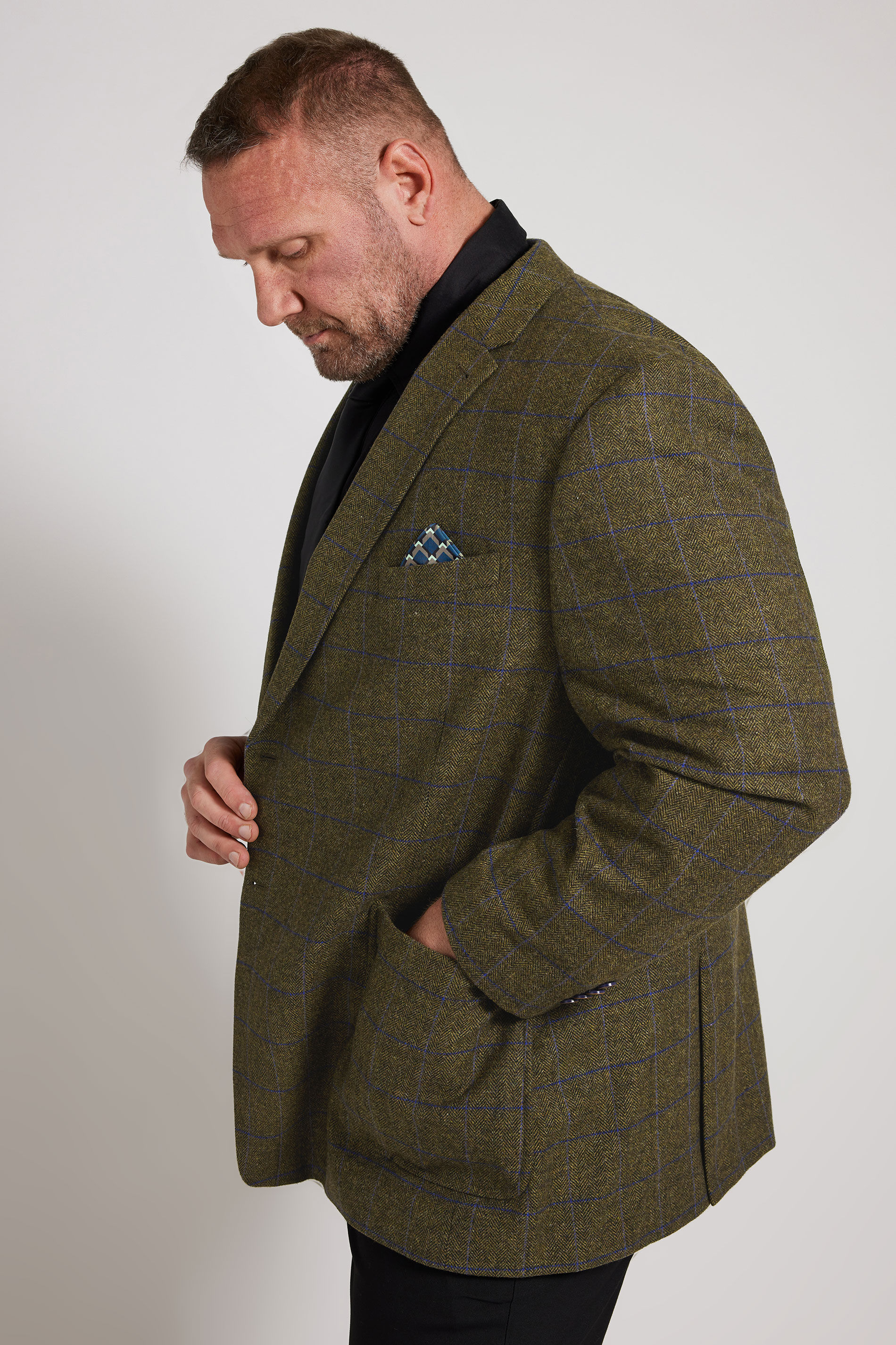 BadRhino Tailoring Big & Tall Brown Tweed Checked Suit Jacket | BadRhino 7