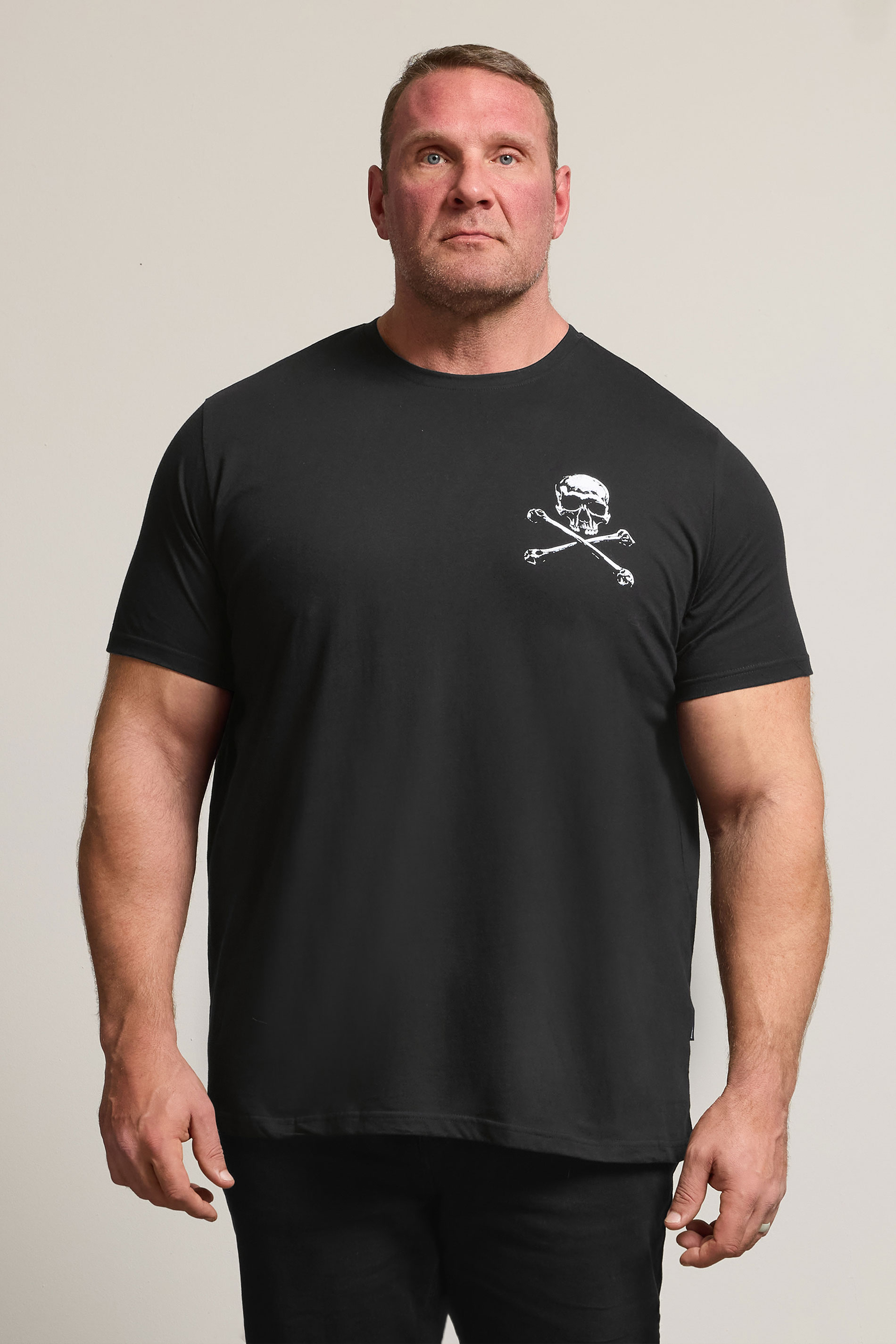 BadRhino Big & Tall Black Skull & Crossbones Graphic T-Shirt 1