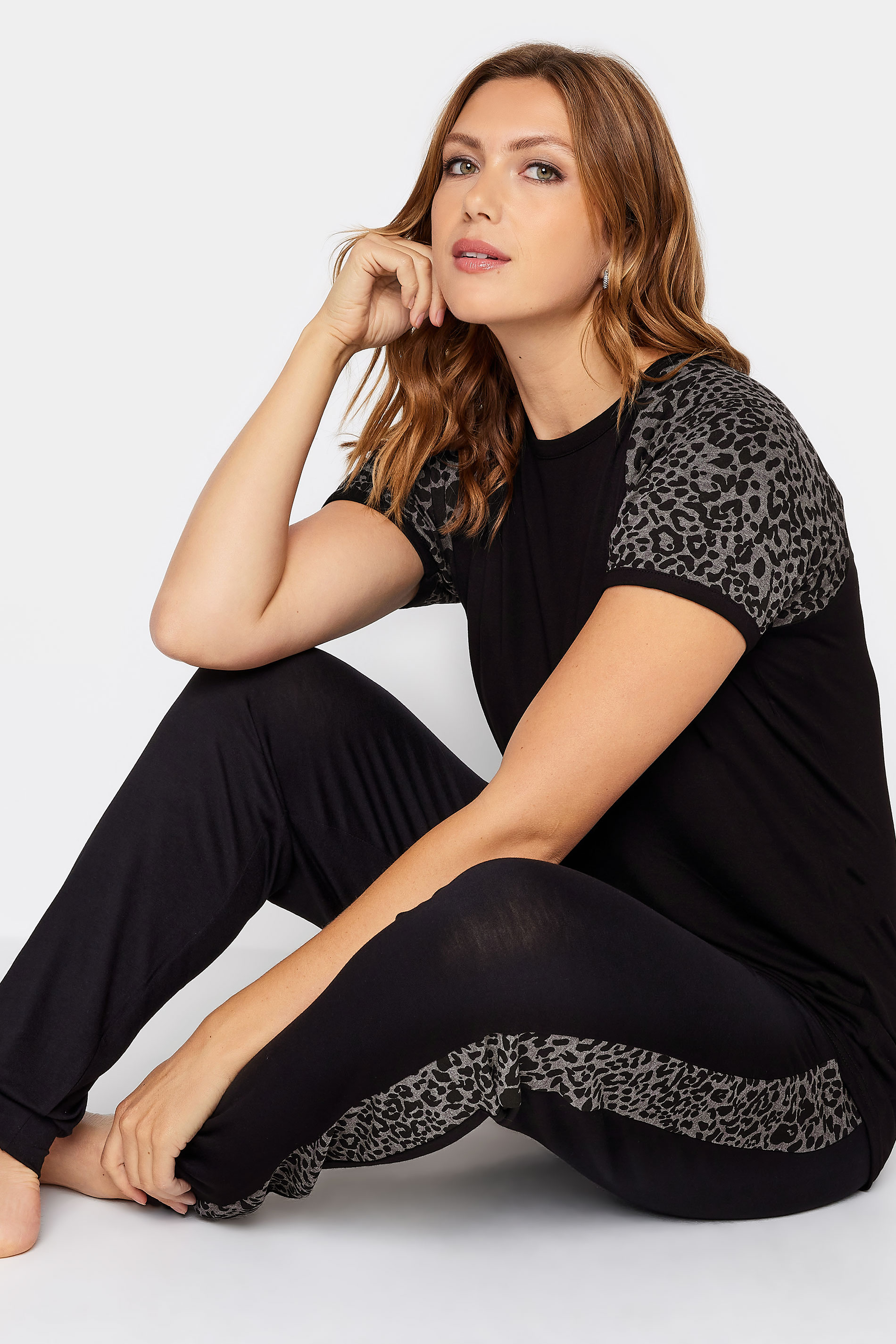 LTS Tall Women's Black Animal Print Raglan T-Shirt | Long Tall Sally 5