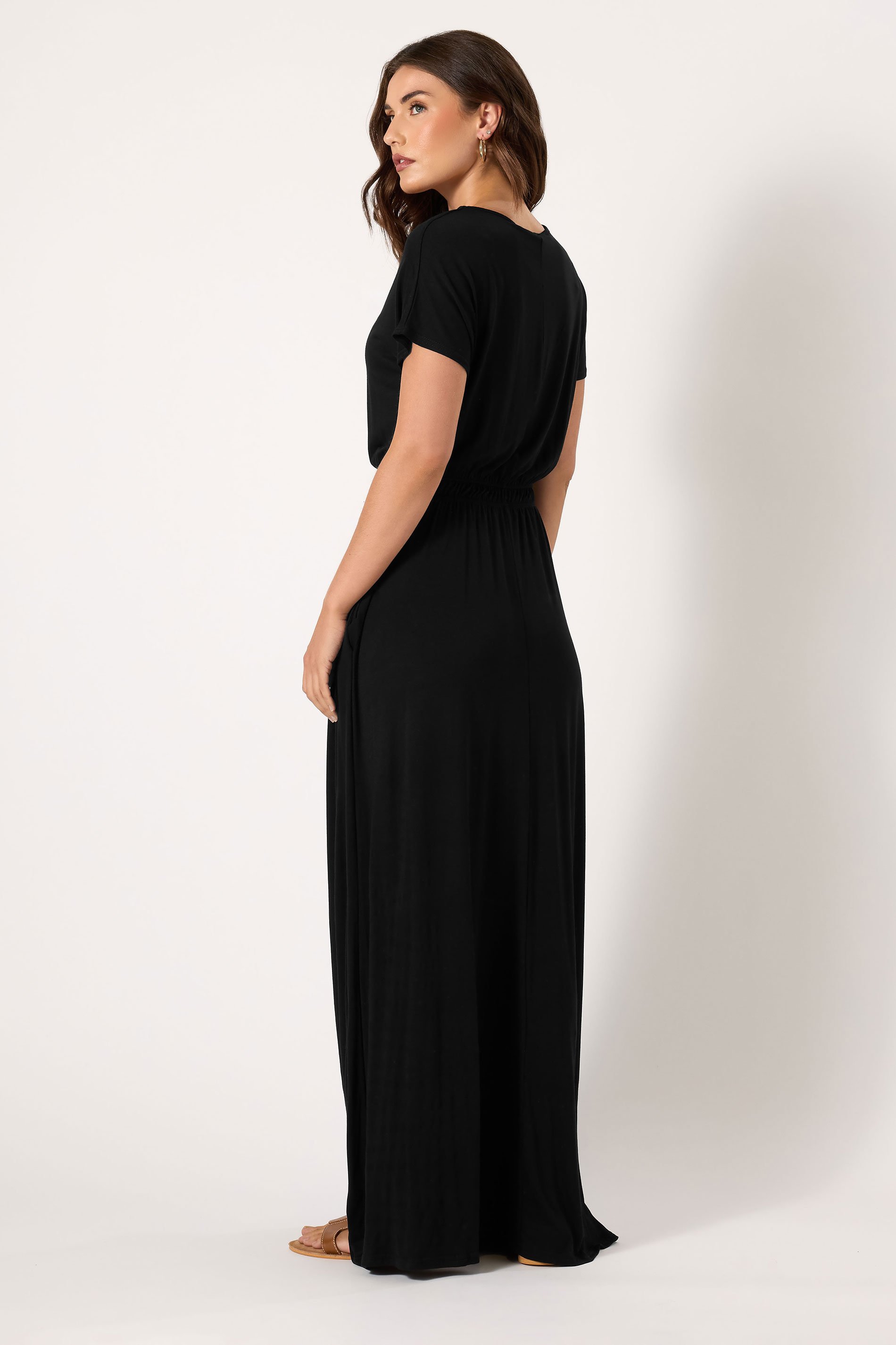 LTS Tall Black Shirred Waist Maxi Dress | Long Tall Sally 3