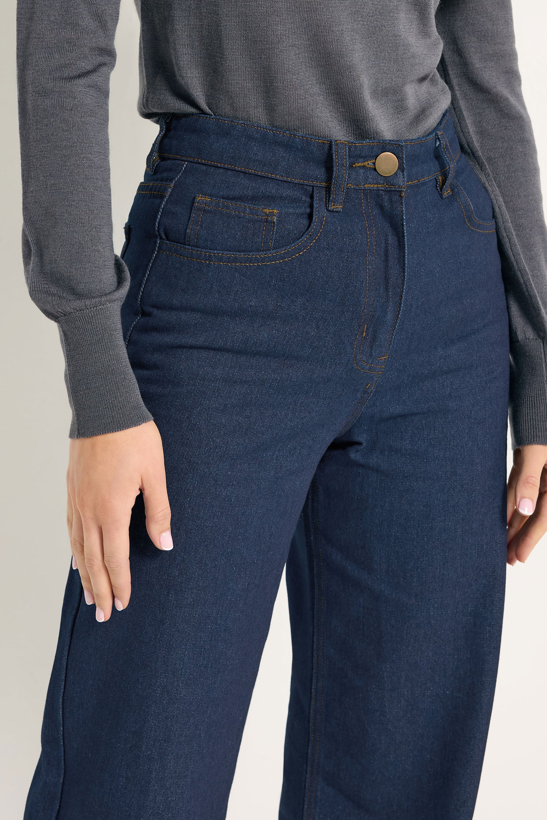 LTS Tall Womens Indigo Blue Wide Leg Jeans | Long Tall Sally 4