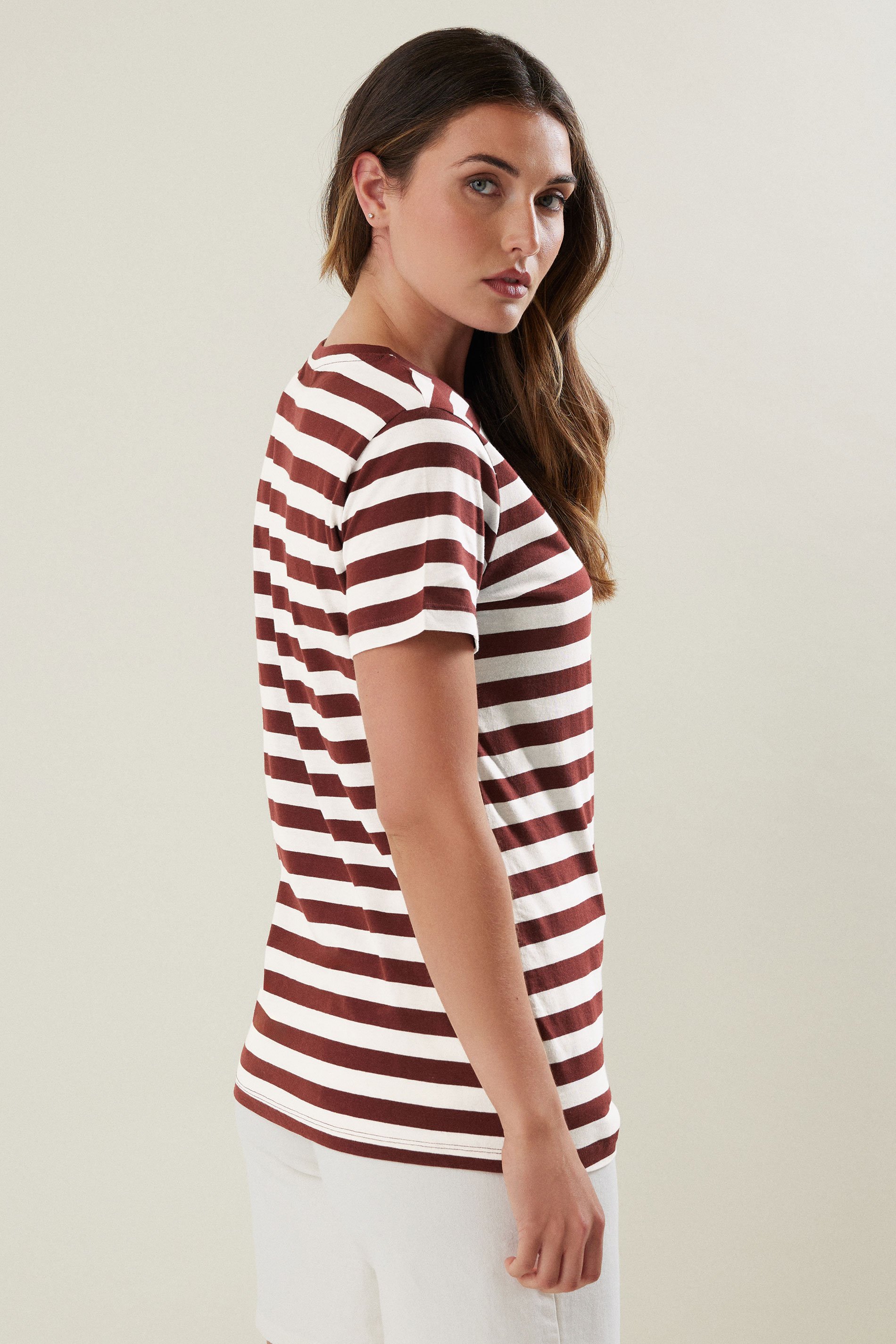 LTS Tall Burgundy Red Striped T-shirt | Long Tall Sally 3
