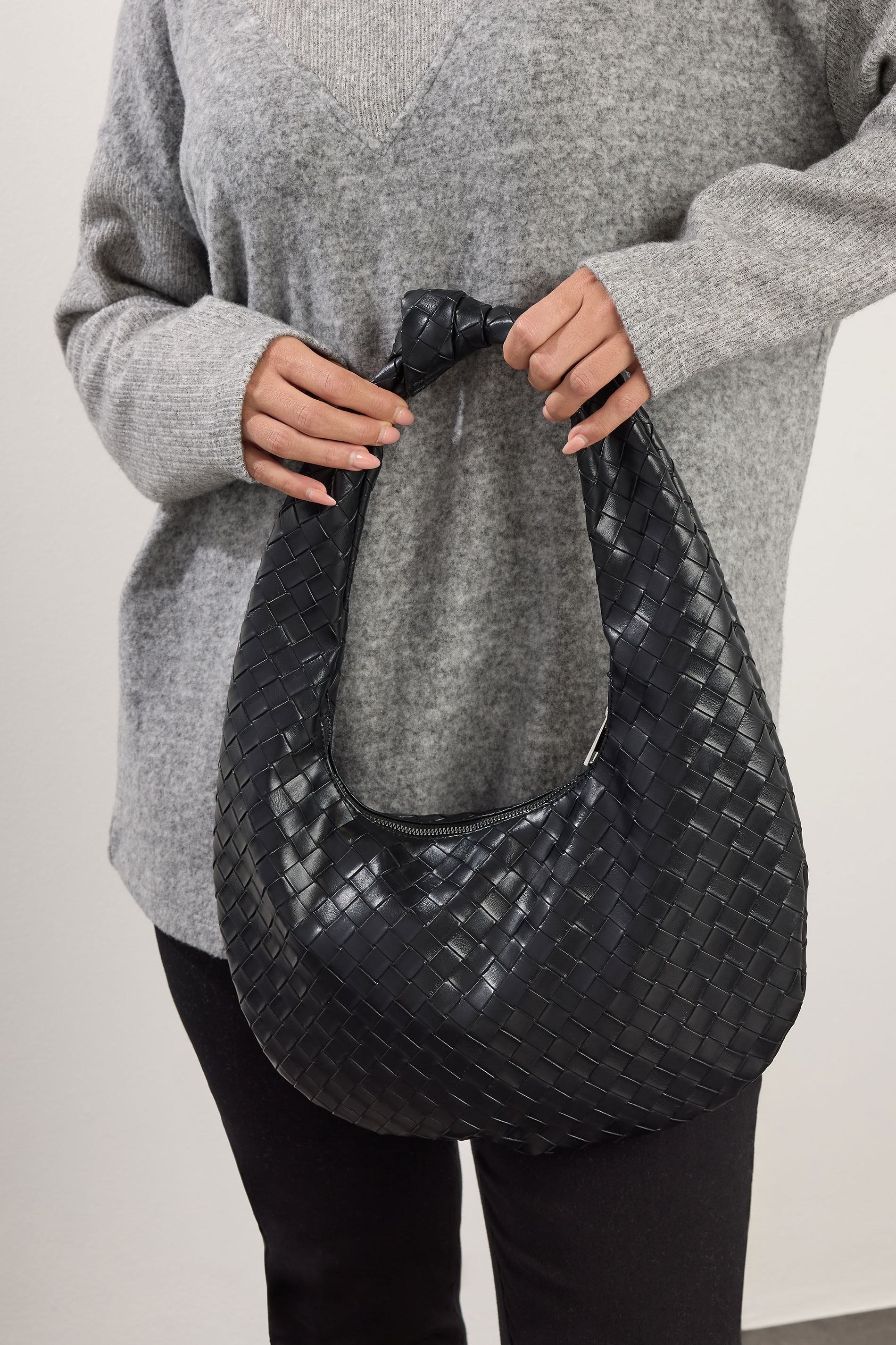 Black Knot Detail Woven Shoulder Bag | Yours Clothing 2