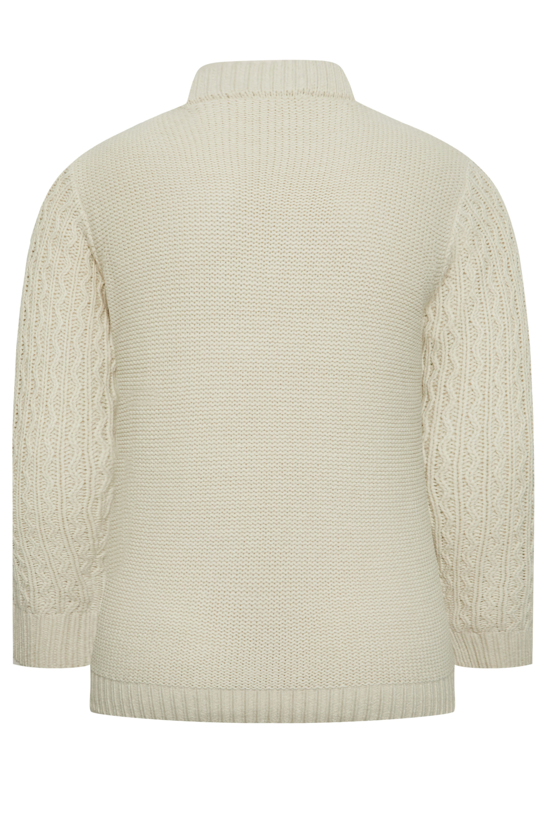 BadRhino Big & Tall Cream Crew Neck Cable Knit Jumper | BadRhino 8