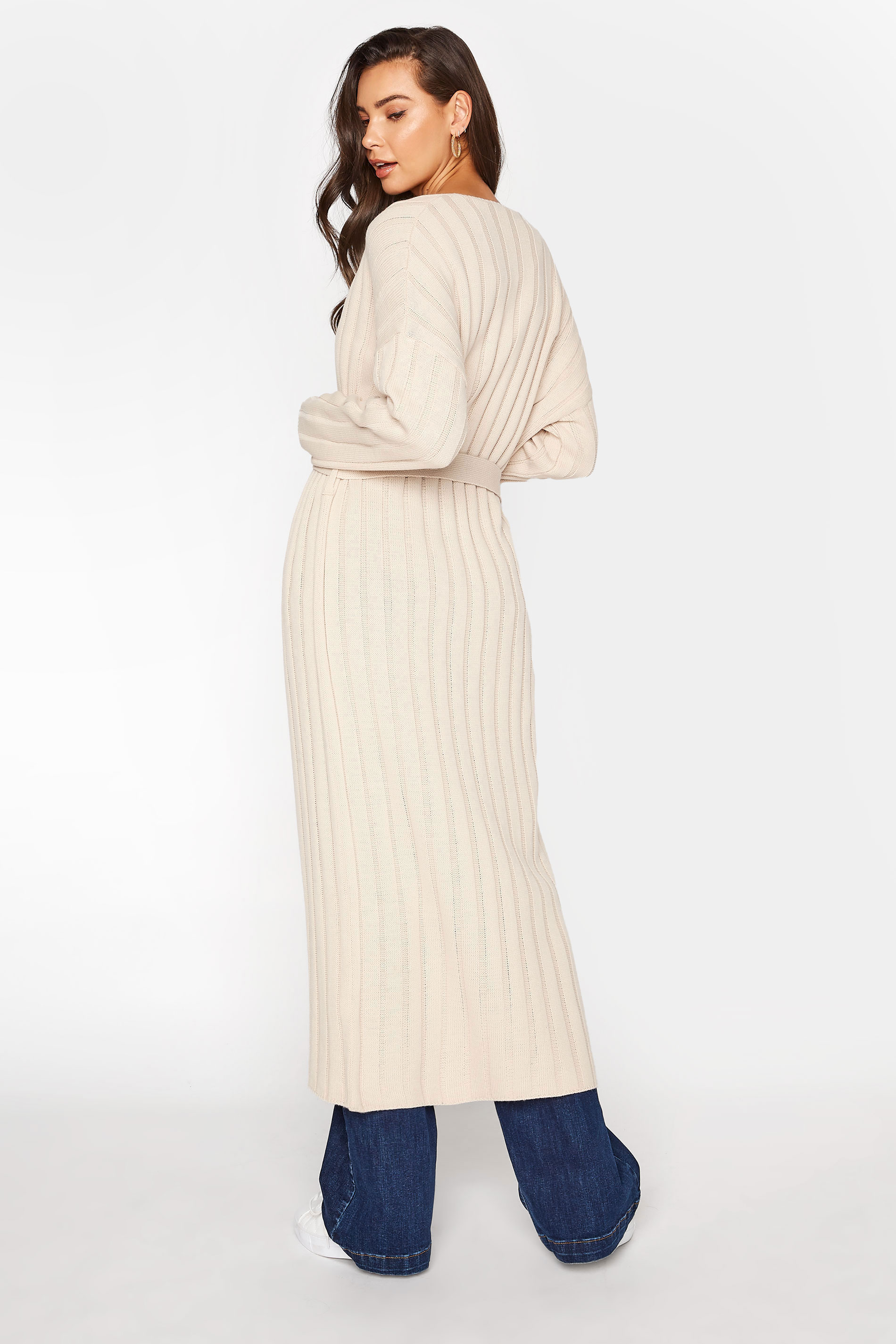 LTS Cream Ribbed Belted Cardigan | Long Tall Sally 3