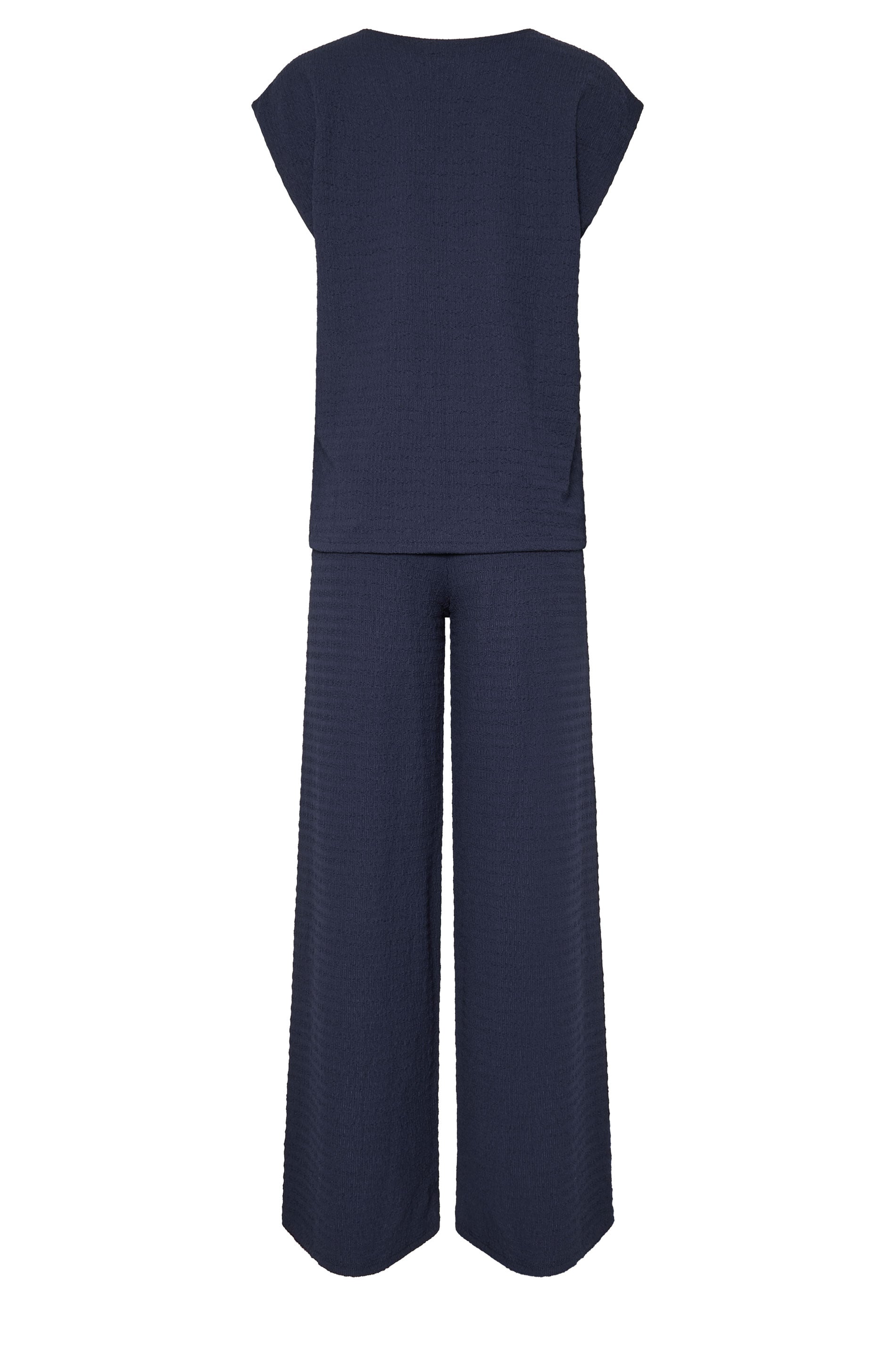 LTS Tall Women's Set Navy Blue Textured Top & Wide Leg Trousers | Long Tall Sally 6