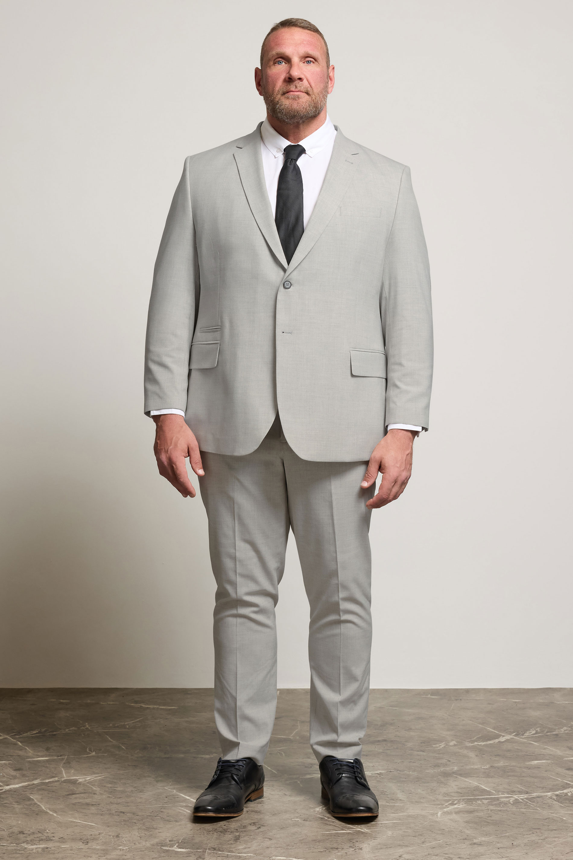 BadRhino Tailoring Big & Tall Grey Plain Suit Trousers | BadRhino 2