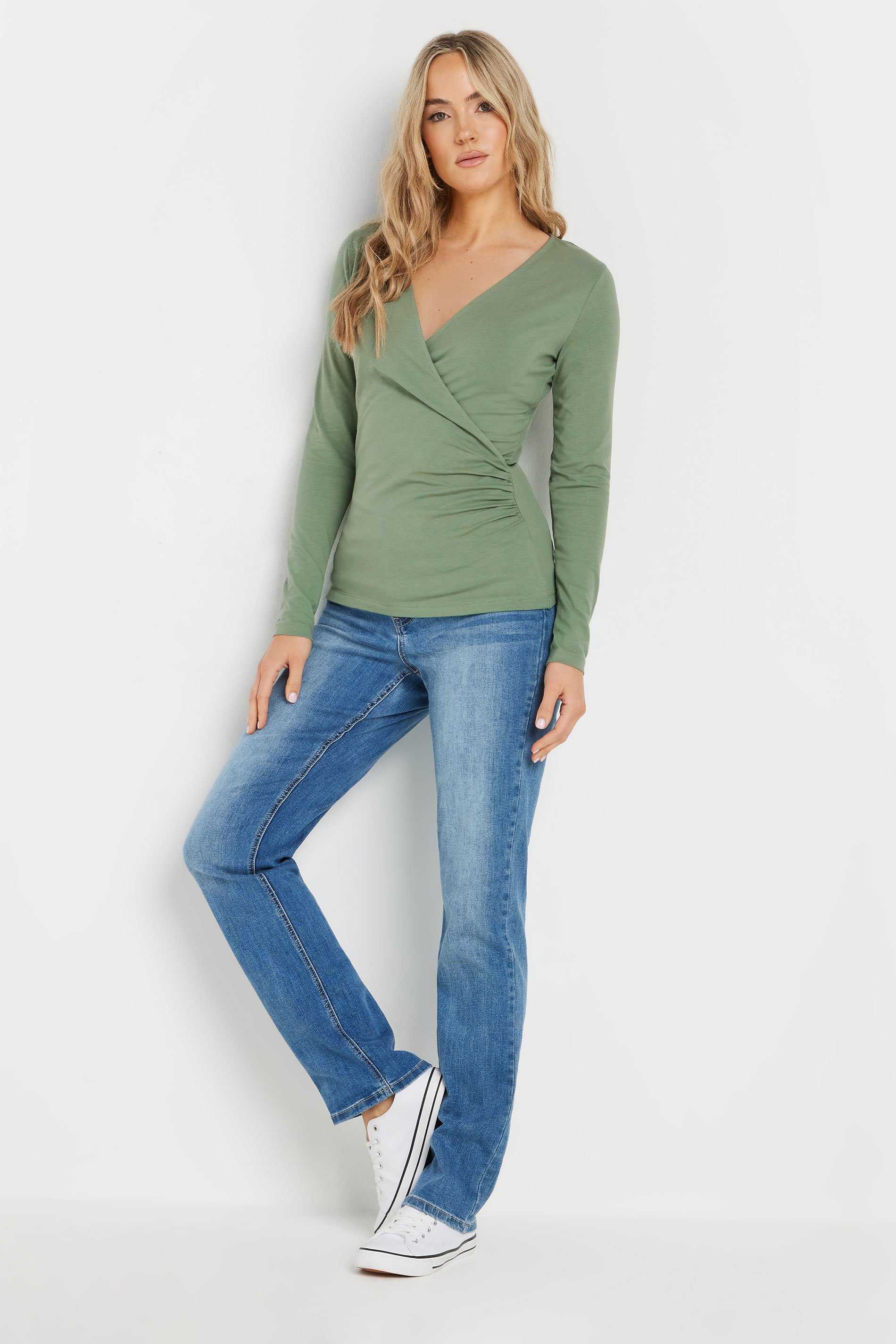 LTS Tall 2 PACK Sage Green & Pink Wrap Tops | Long Tall Sally 3