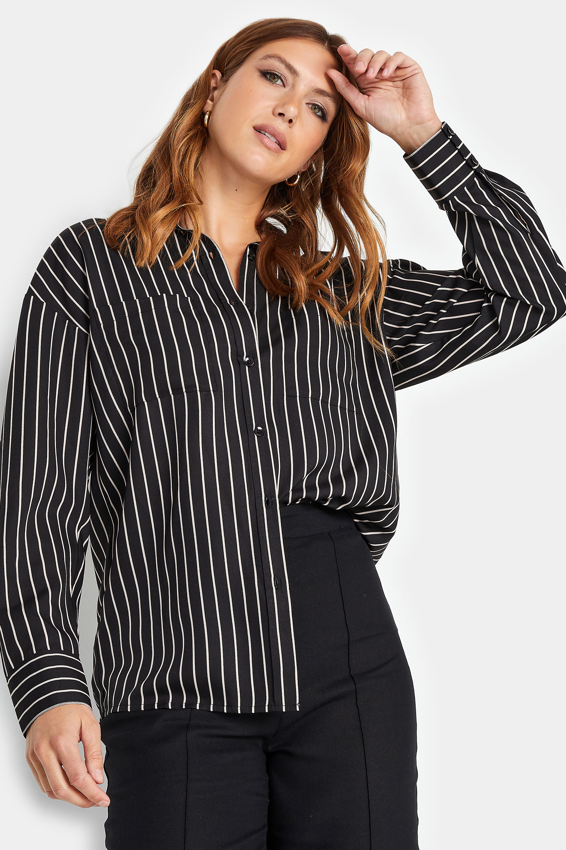LTS Tall Women's Black Stripe Longline Shirt