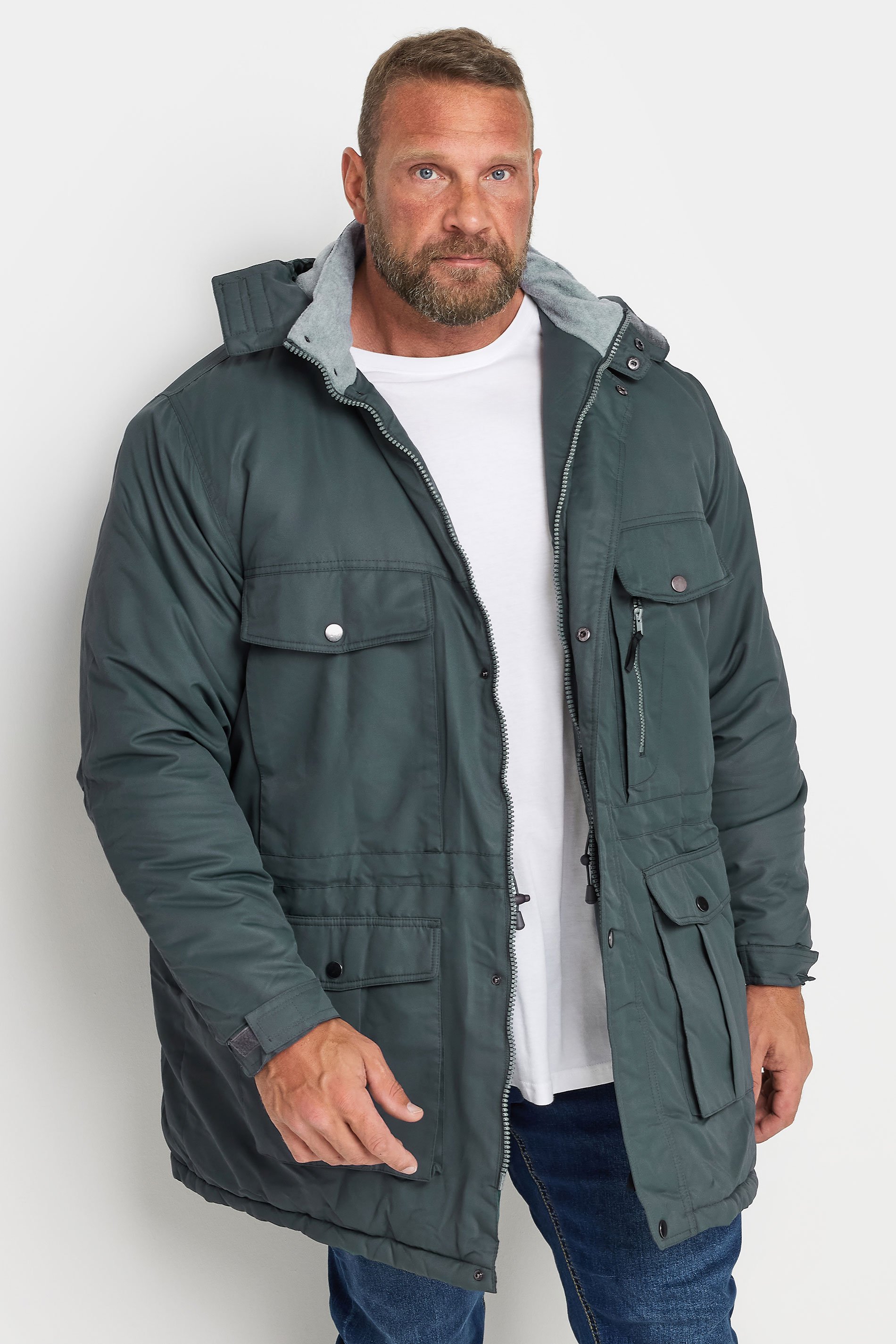 BadRhino Big & Tall Blue Fleece Lined Hooded Coat | BadRhino 1