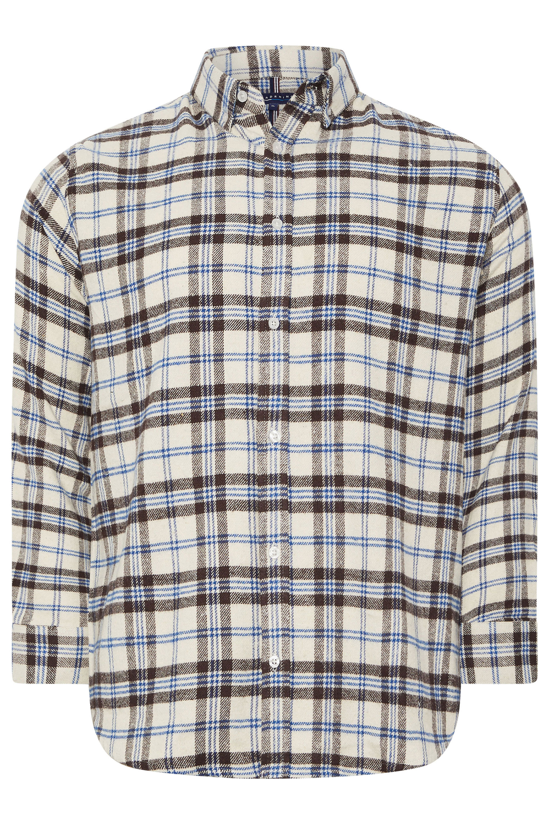 BadRhino Big & Tall Brown & Blue Brushed Checked Shirt | BadRhino 6